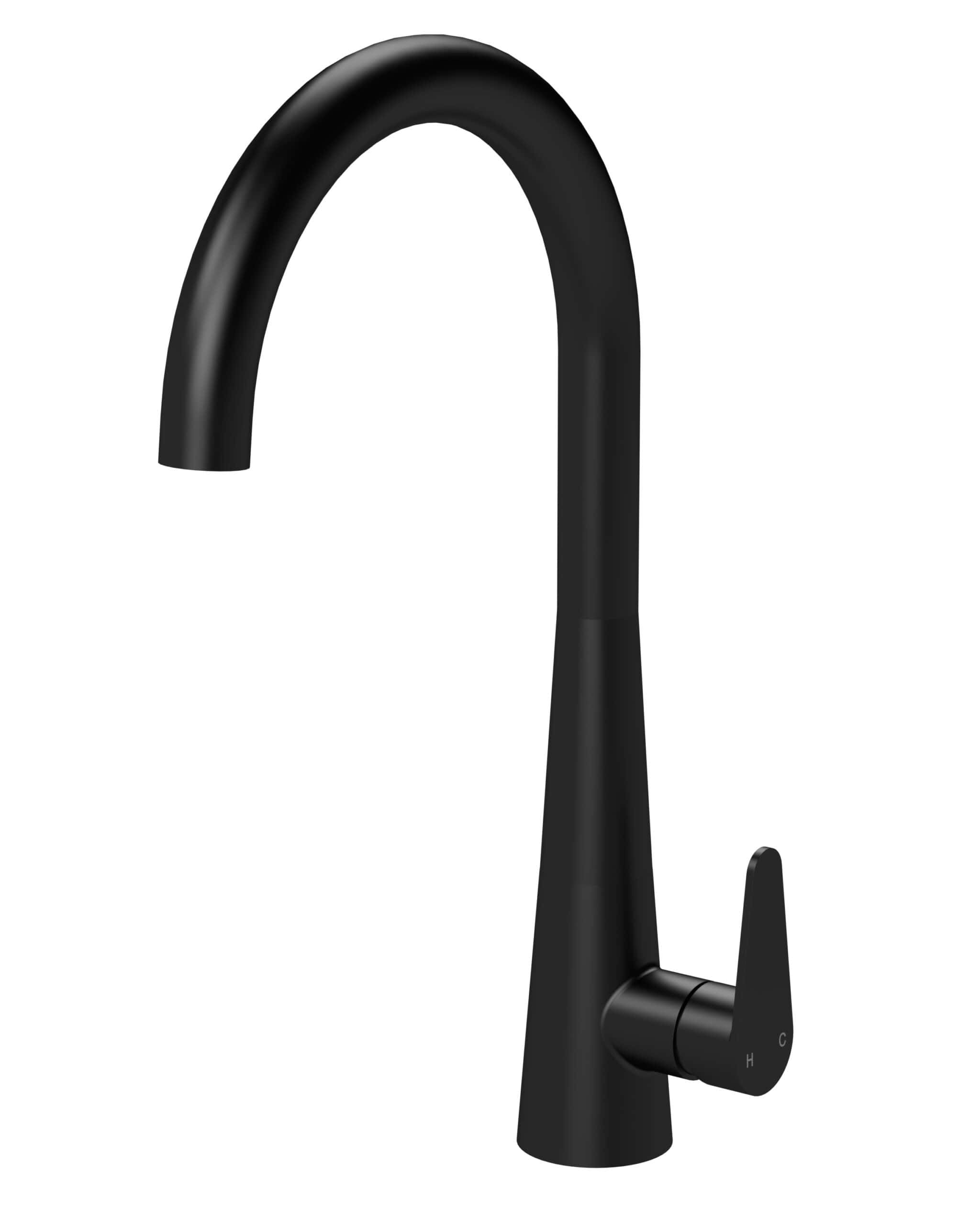 Brushed black kitchen tap, modern design perfect for contemporary bathrooms and kitchens. Durable, sleek, and easy to operate with a single lever for temperature control.