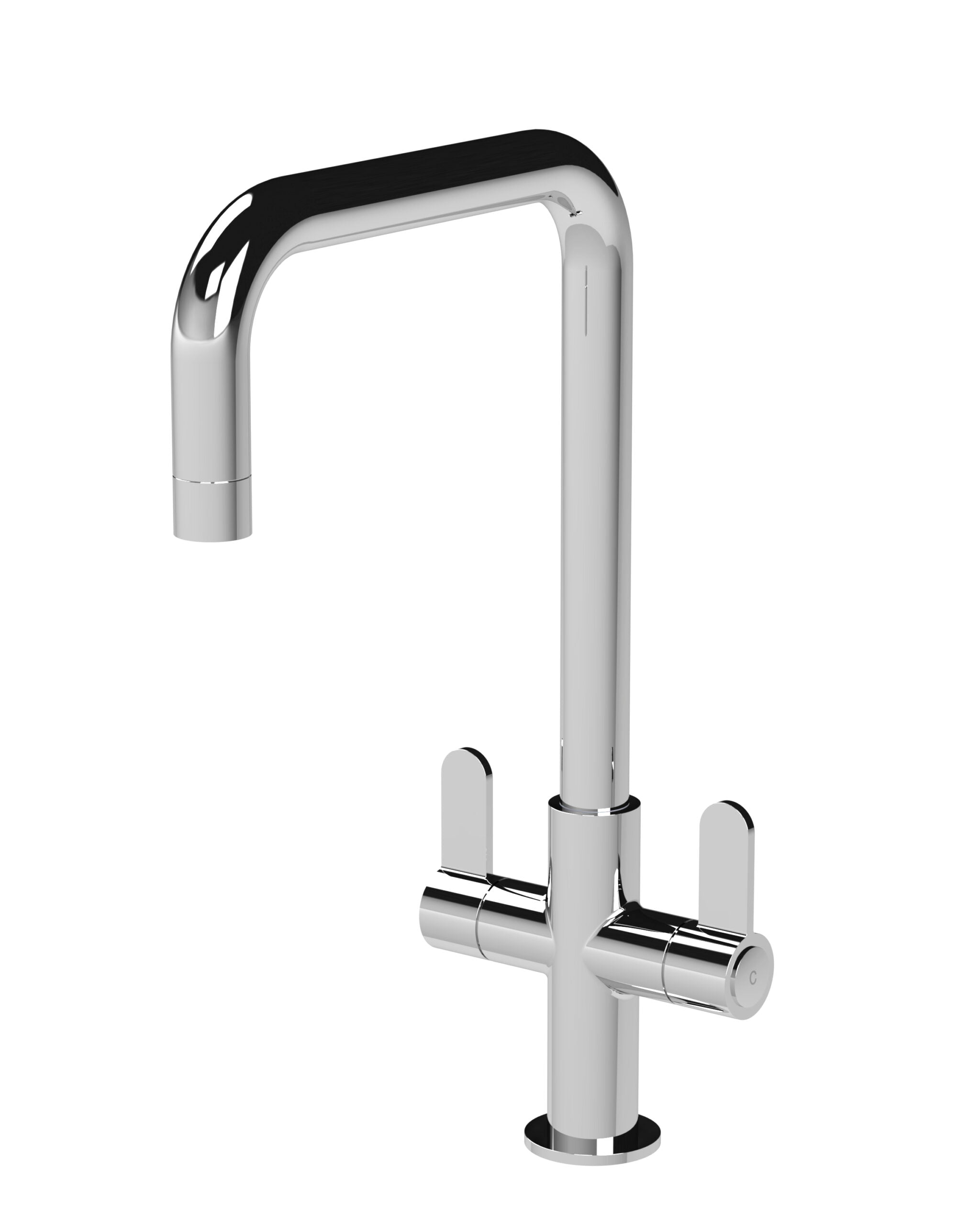 Sleek modern chrome kitchen tap with swivel spout suitable for contemporary bathroom and kitchen sink installations.