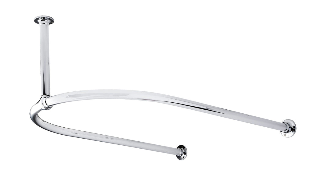 Polished chrome bathroom grab bar, safety and support handle for shower or bathtub, modern bathroom accessory for elderly or disabled users.