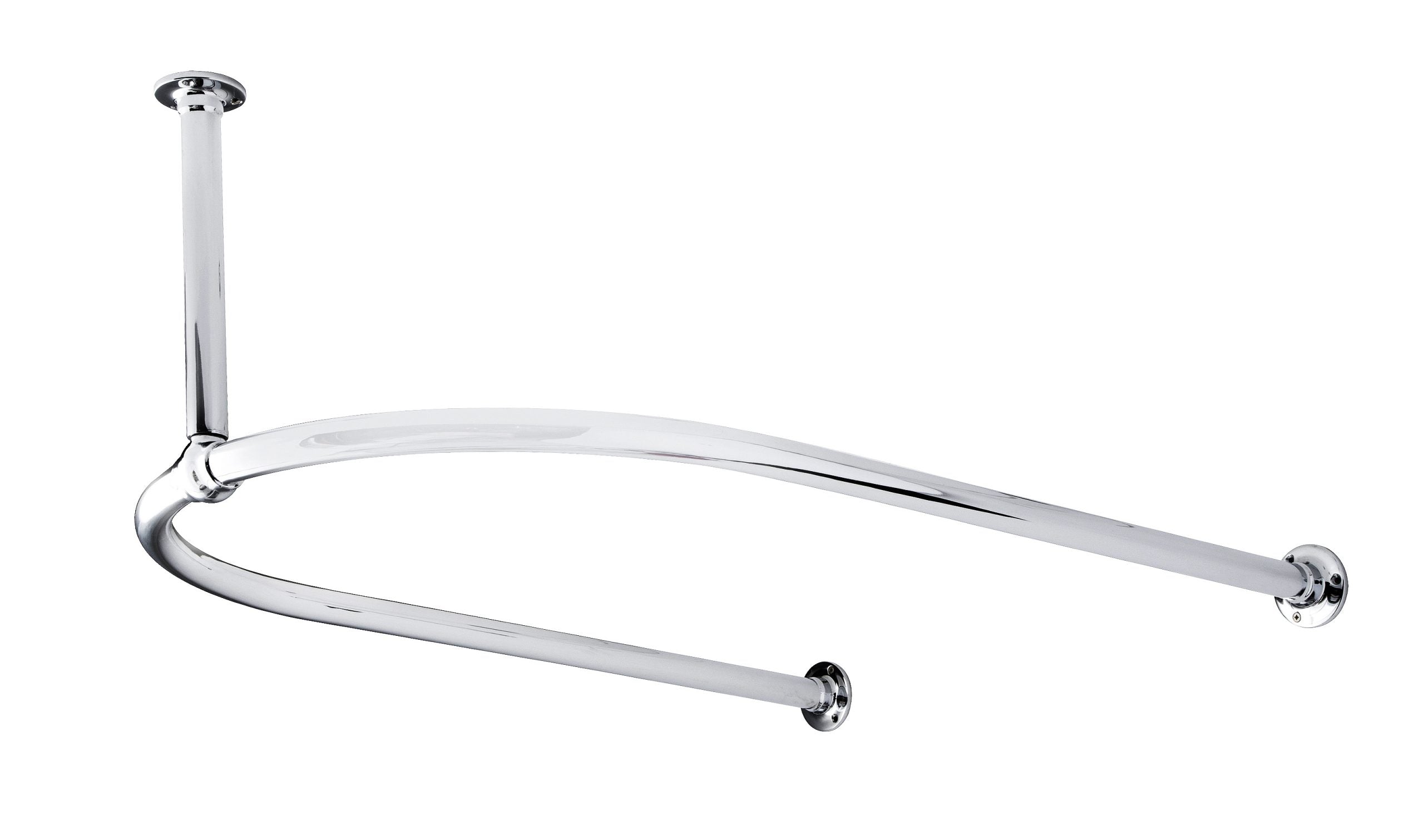 Polished chrome bathroom grab bar, safety and support handle for shower or bathtub, modern bathroom accessory for elderly or disabled users.