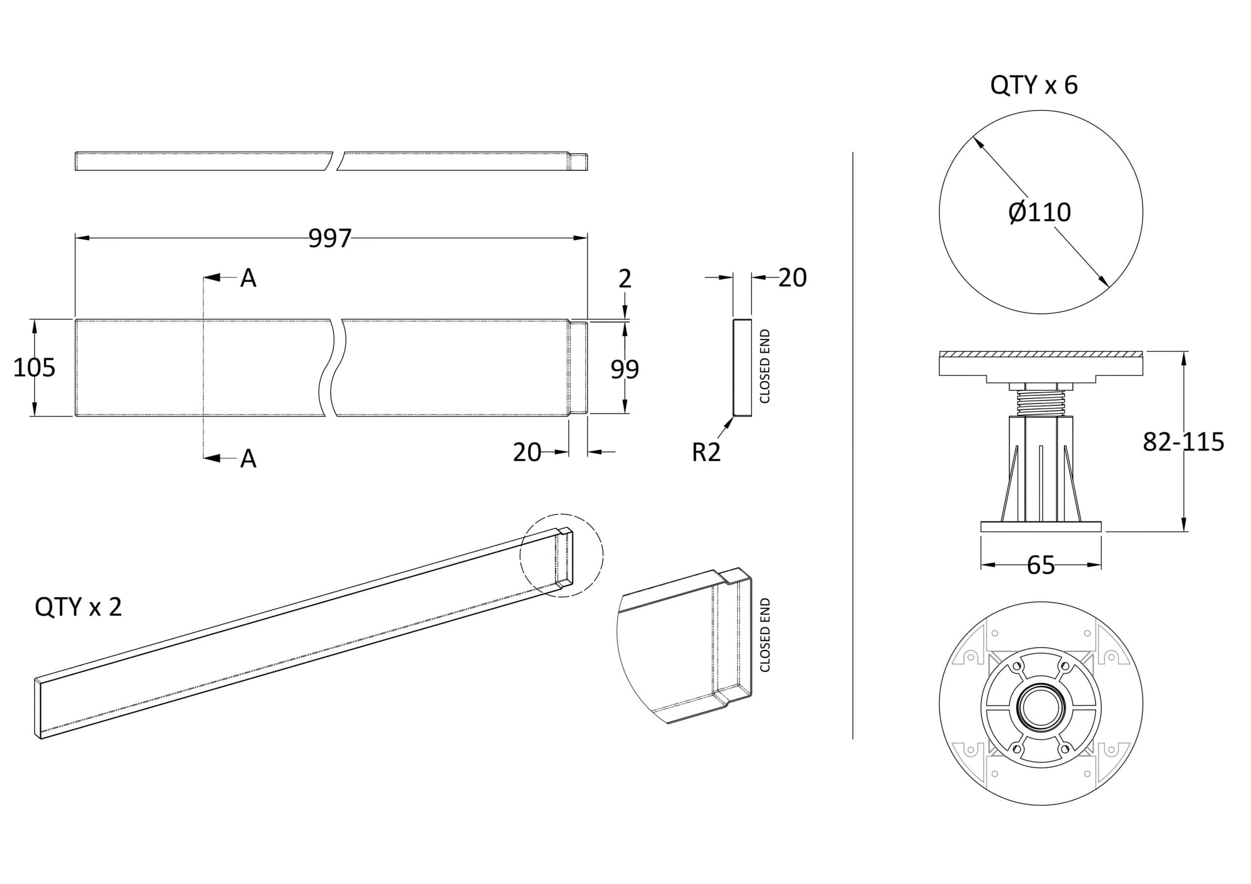Sleek modern bathroom faucet with detailed technical drawing, perfect for stylish Bubly bathrooms. Durable materials and precise measurements ensure high-quality bathroom fixtures.