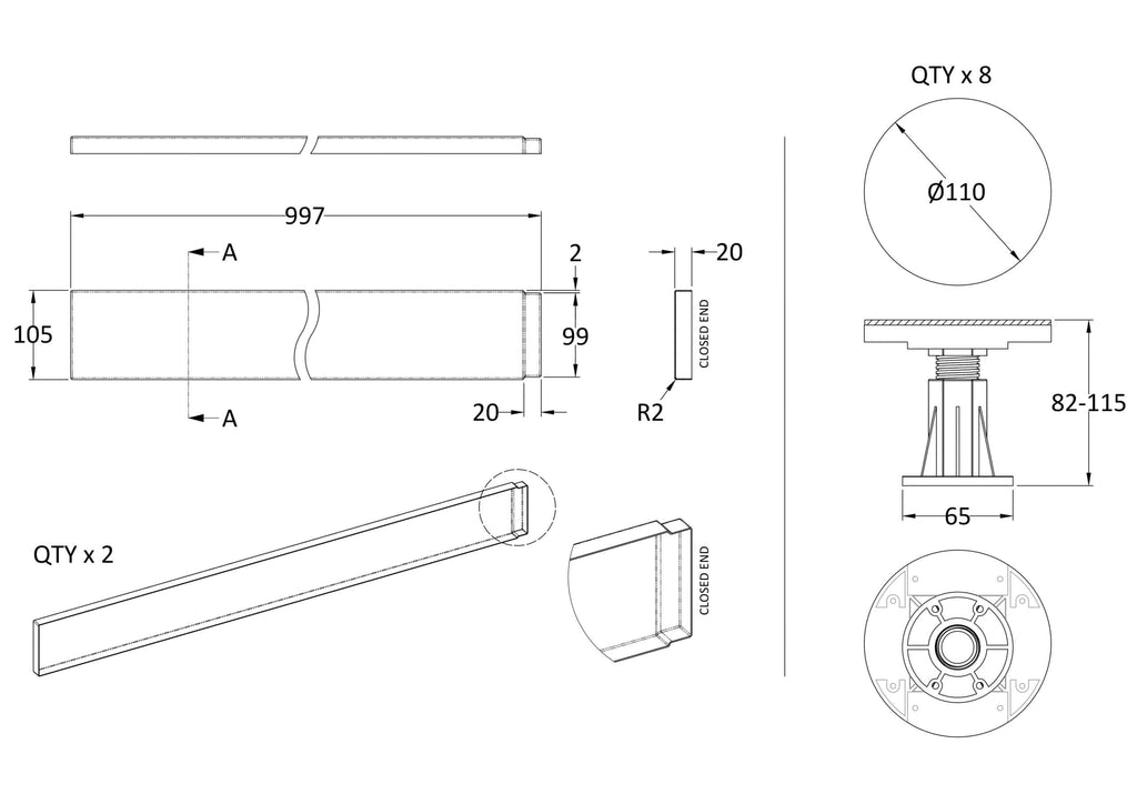 Sleek modern bathroom faucet design with precise technical dimensions for Bubly Bathrooms, featuring detailed specifications for installation and compatibility in high-quality bathroom setups.