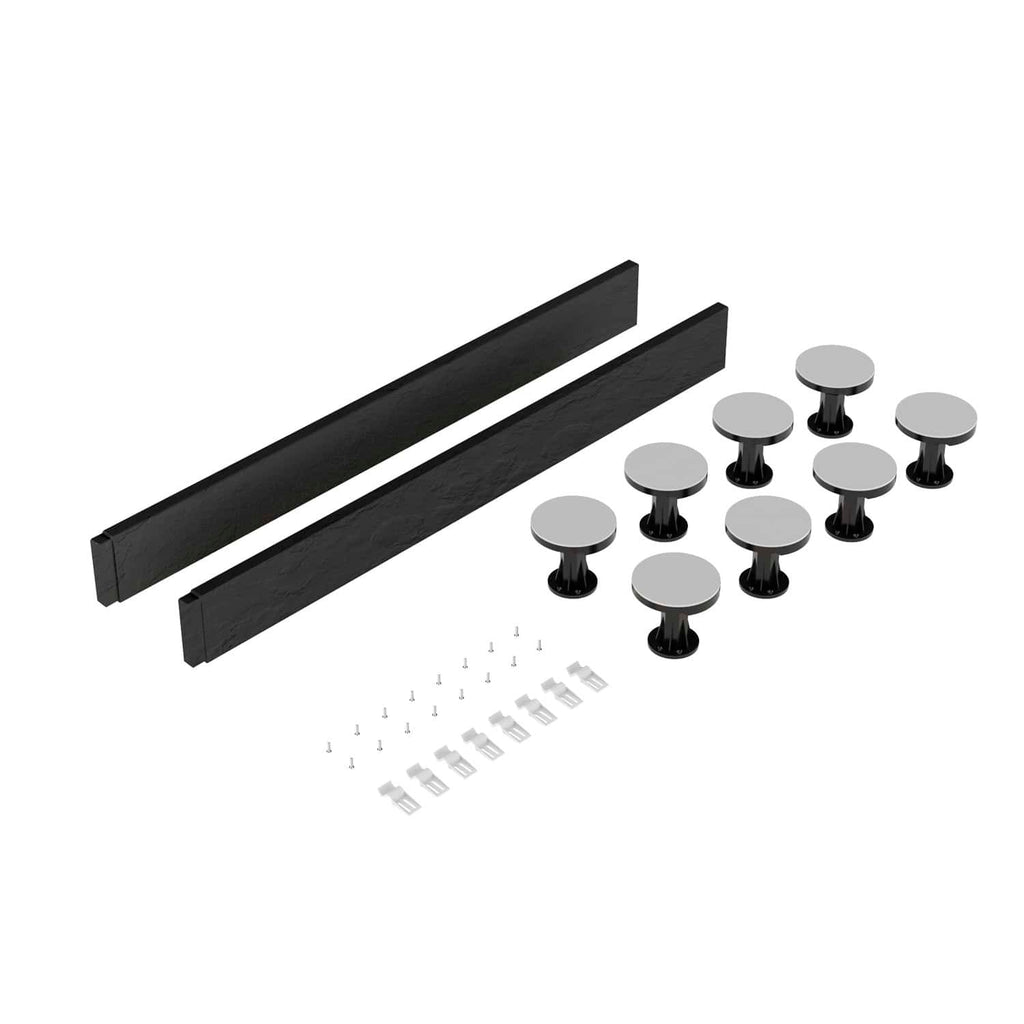 Black bathroom panel clips and fixtures for secure installation, ideal for modern bathroom renovations and fittings from Bubly Bathrooms.