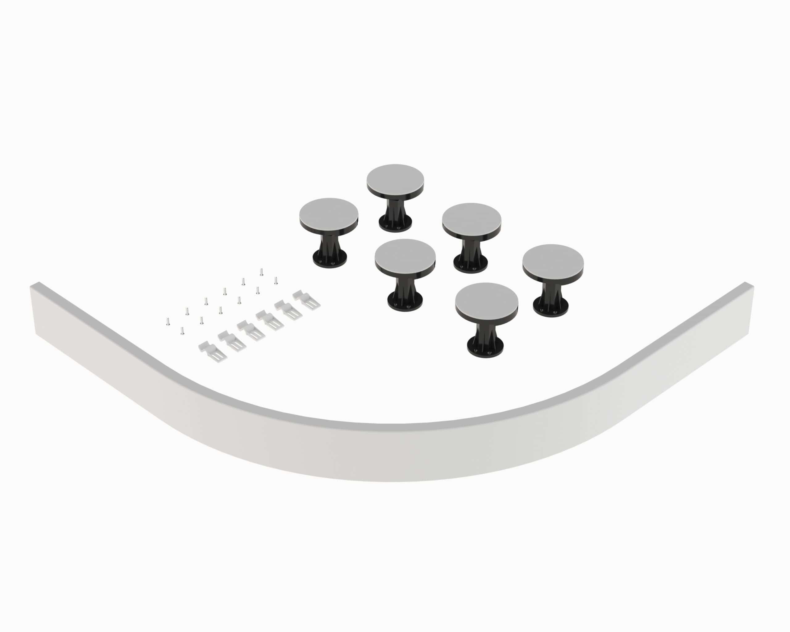 Modern bathroom furniture fittings with round kick plates and mounting hardware for seamless installation. Perfect for upgrading bathroom cabinetry and fixtures with ease.