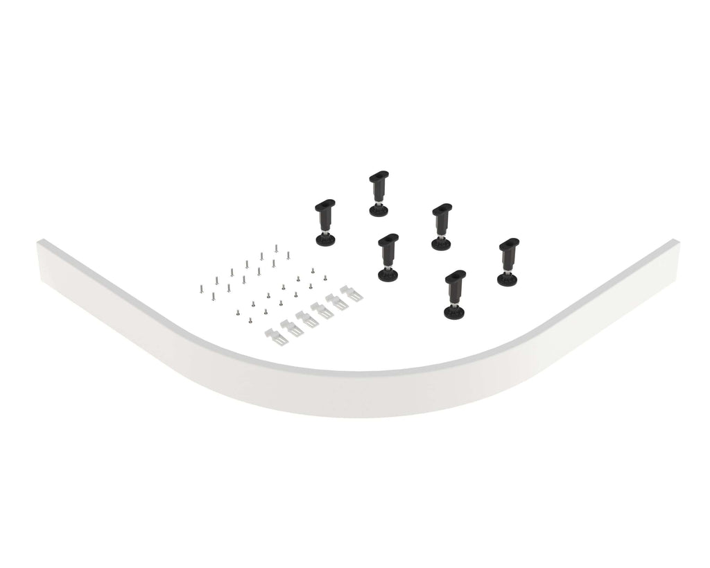 Aluminium bathroom shelf mounting hardware set with screws, brackets, and wall anchors for secure installation. Ideal for modern Bubly bathroom interiors.