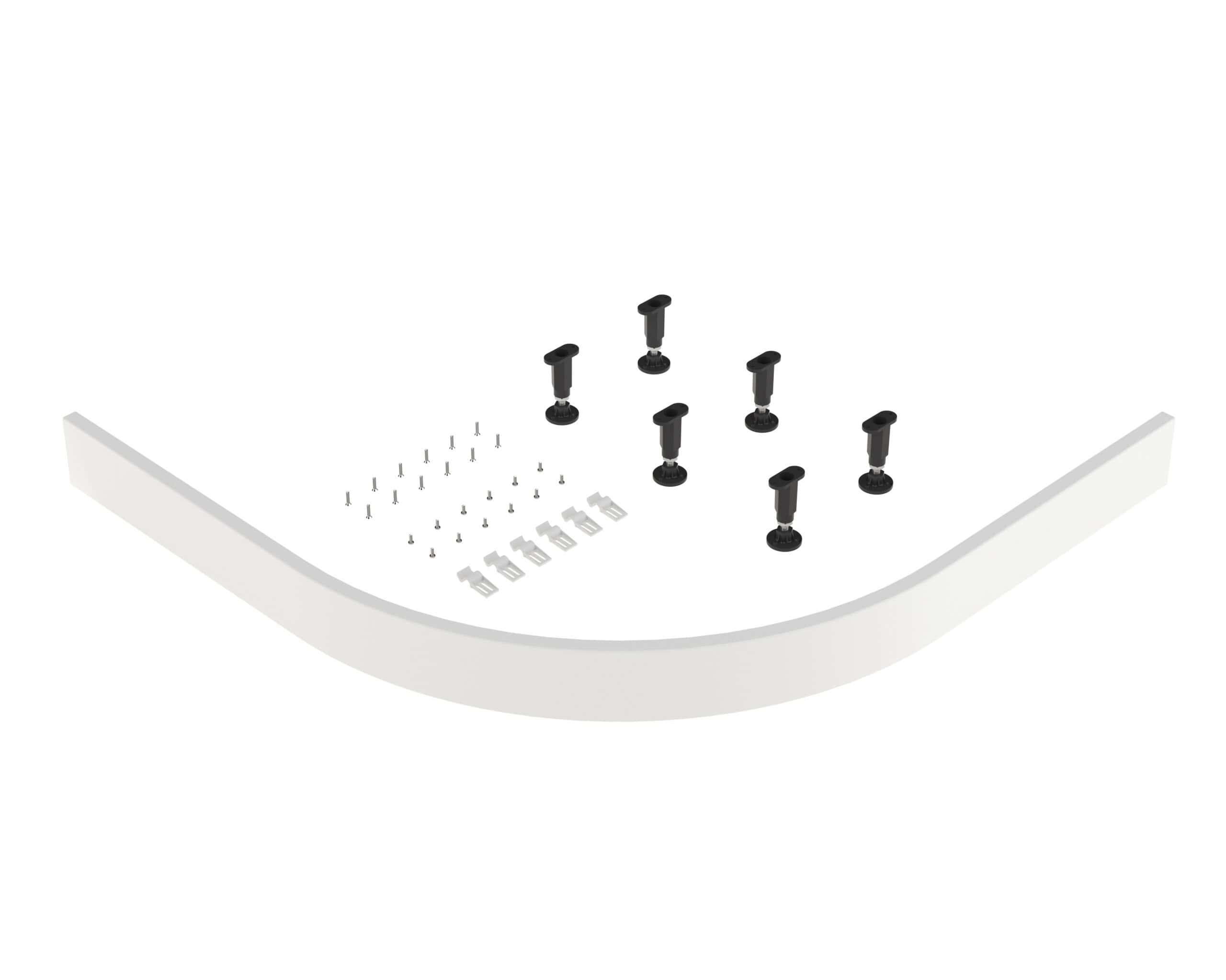 Aluminium bathroom shelf mounting hardware set with screws, brackets, and wall anchors for secure installation. Ideal for modern Bubly bathroom interiors.