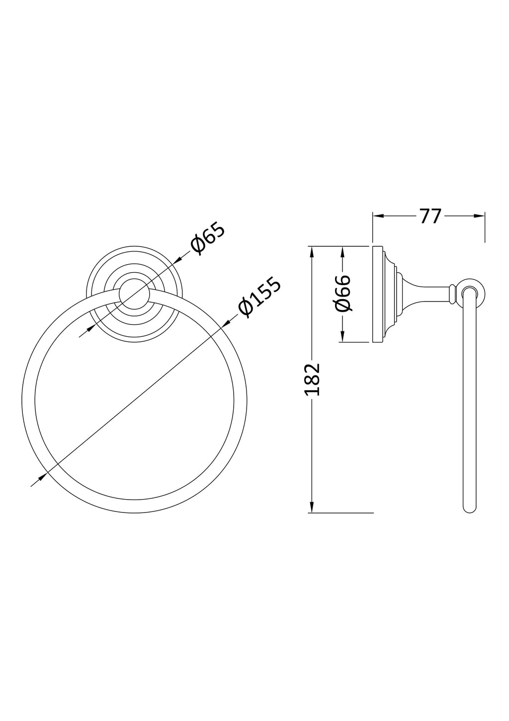 Elegant chrome bathroom towel ring with wall mount, designed for stylish and practical towel storage in modern bathrooms. Perfect for enhancing bathroom organisation and décor.