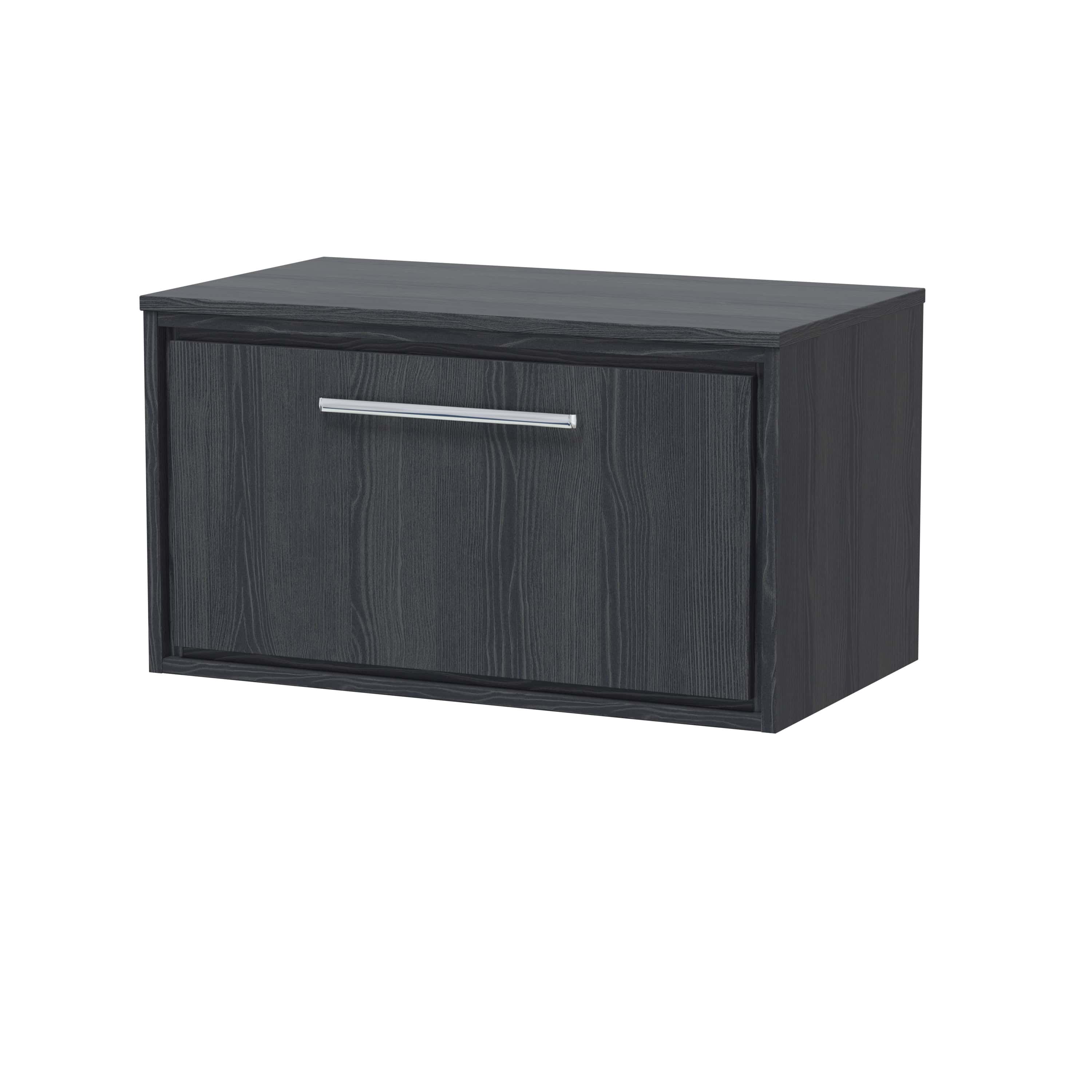 Sleek black bathroom wall cabinet with silver handle for modern bathroom storage solutions. Compact design ideal for organising bathroom essentials efficiently.