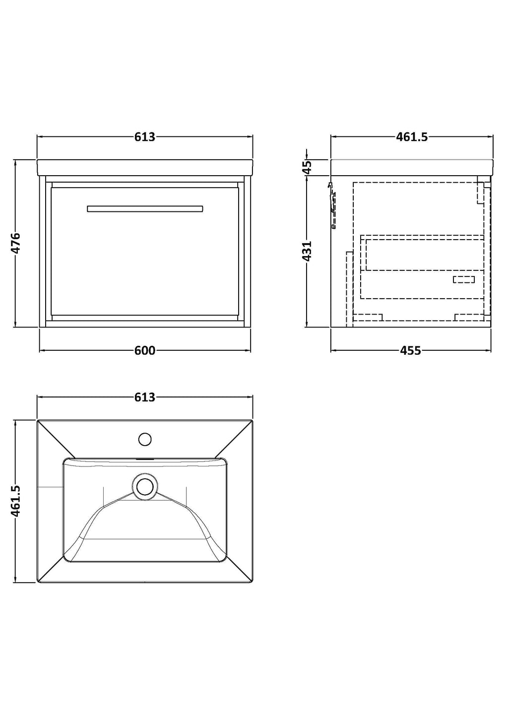 Elegant bathroom vanity unit with sleek storage drawers, designed for modern bathrooms. Features precise measurements for perfect fitting and efficient space utilisation. Ideal for contemporary bathroom decor.