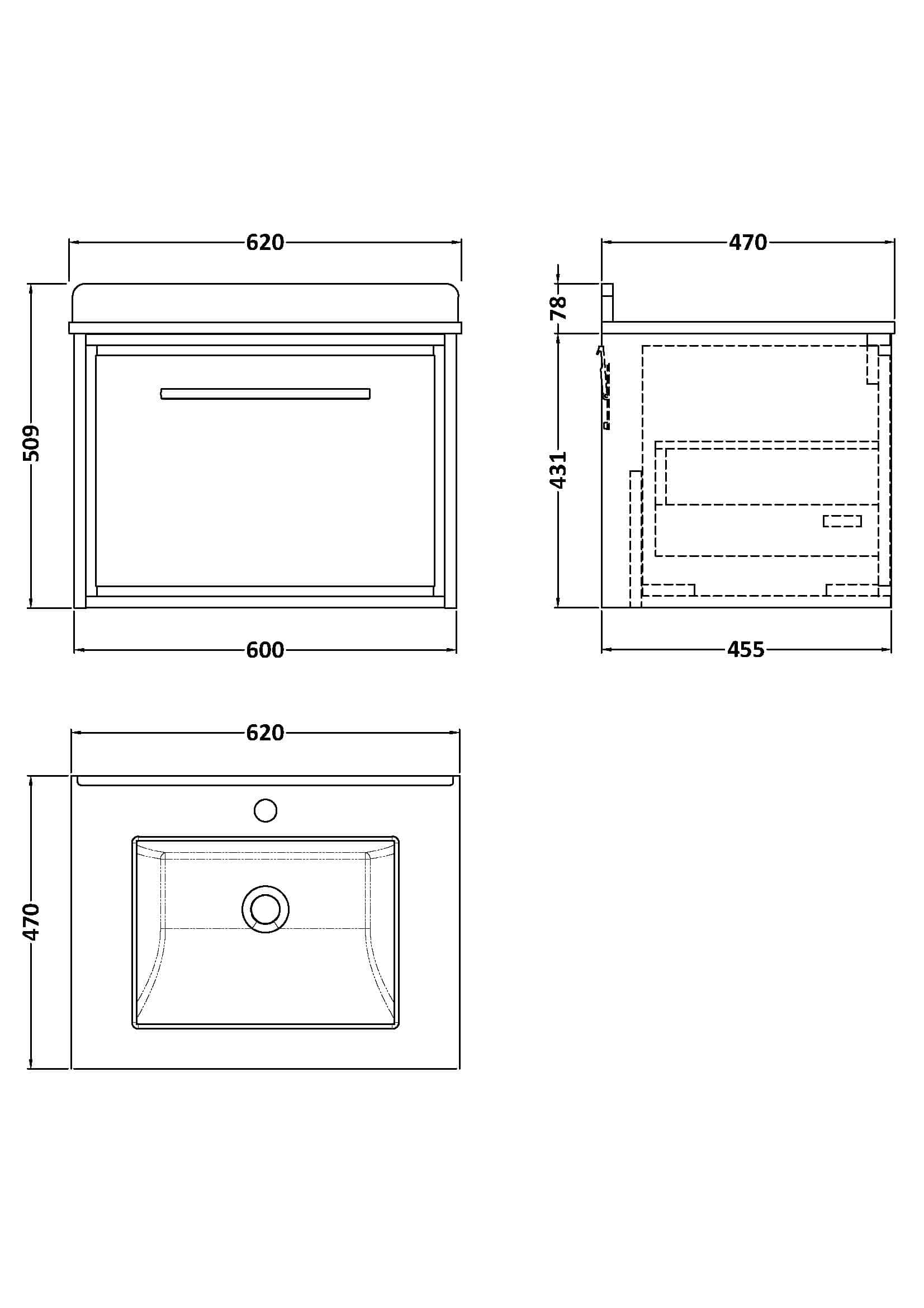 Modern bathroom vanity unit with integrated sink and storage, designed for contemporary Bubly Bathrooms installations, featuring precise dimensions for optimal space utilisation.