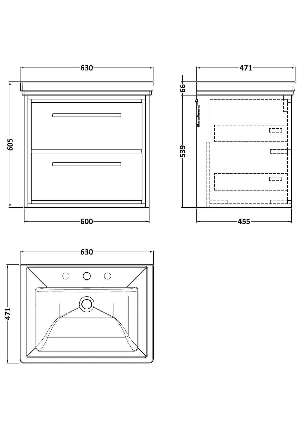 Sleek bathroom vanity unit with double drawers, modern design, and durable construction, perfect for contemporary bathrooms.