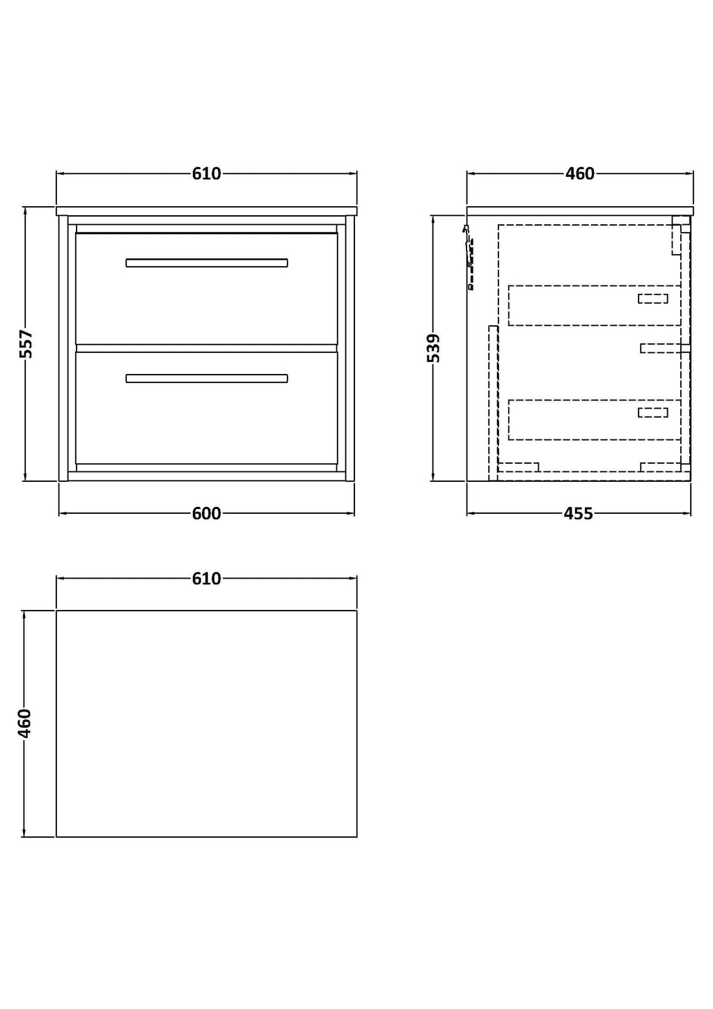 Modern white bathroom vanity with two drawers, suitable for contemporary bathrooms, featuring sleek handles and minimalist design; ideal for storage and organisation.