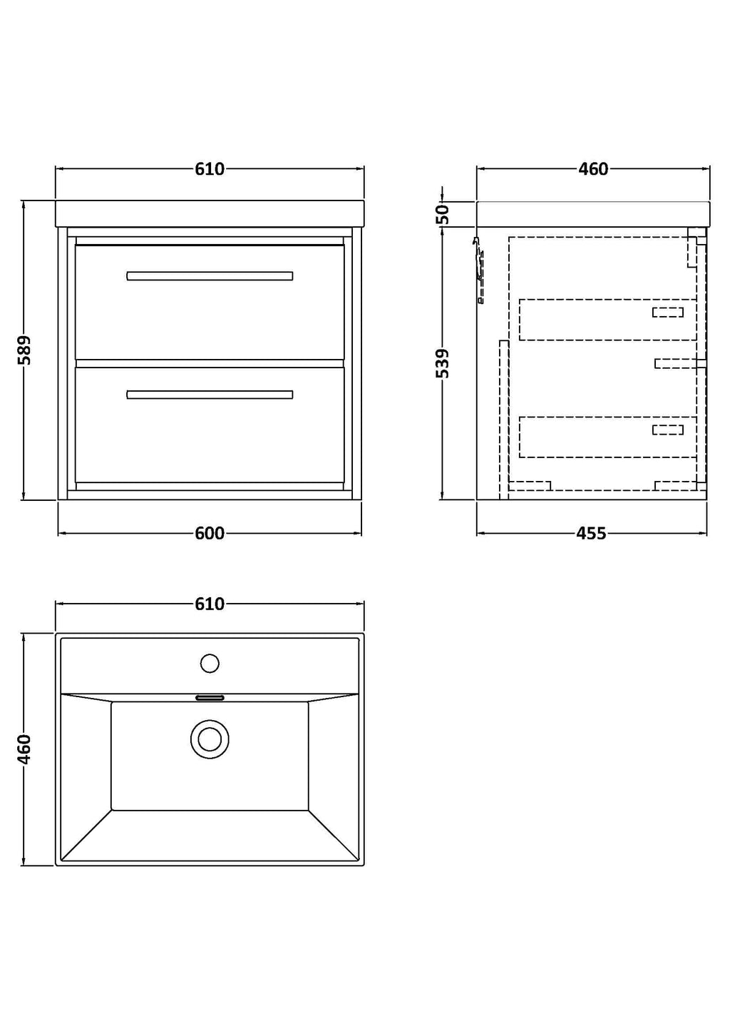 Modern bathroom vanity unit with two drawers and a sink, in a sleek design for contemporary bathrooms. Perfect for storage and style in Bubly Bathrooms.