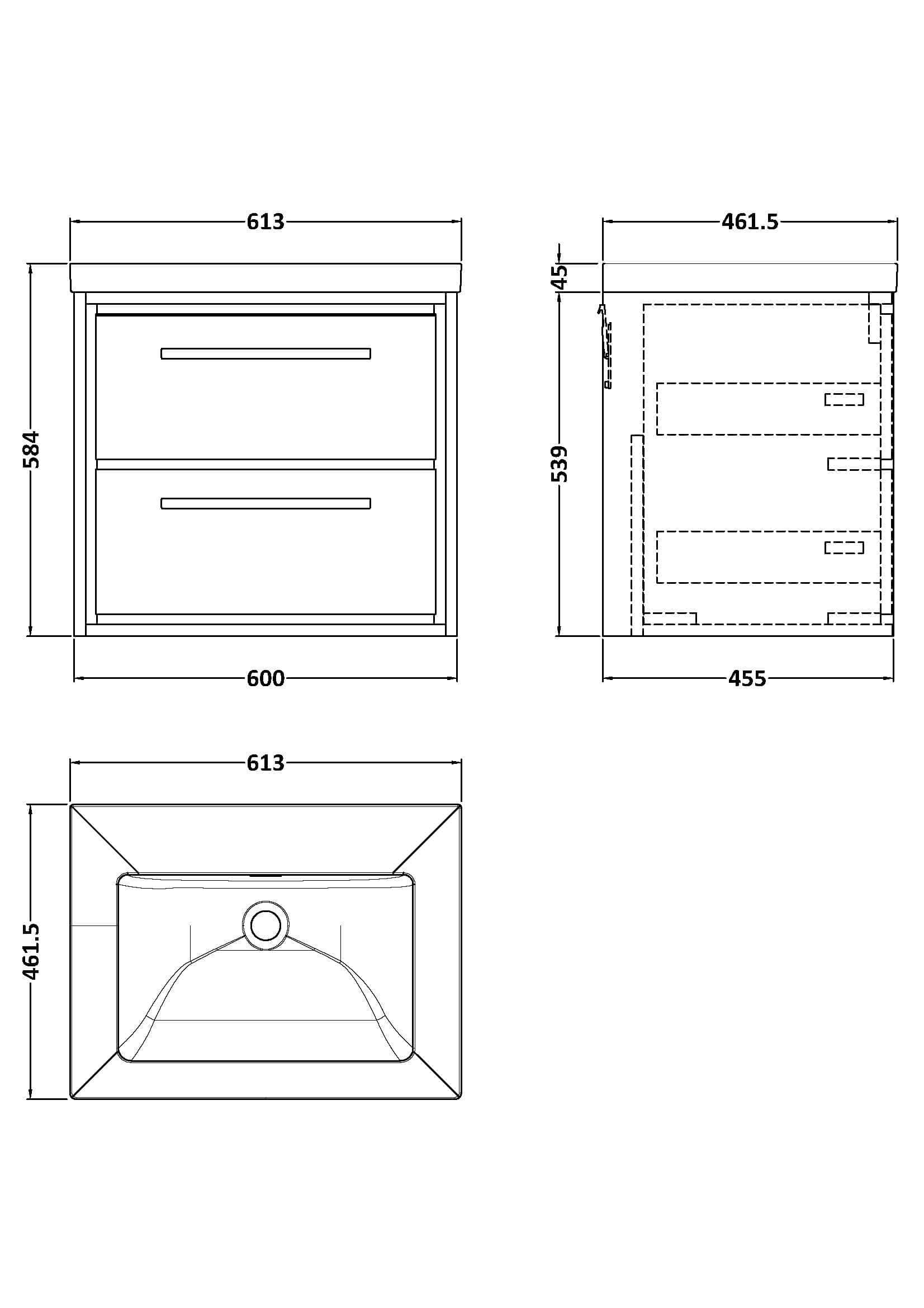 High-quality bathroom vanity unit with two drawers, designed for modern bathrooms, featuring sleek handles and ample storage space, perfect for organising bathroom essentials.