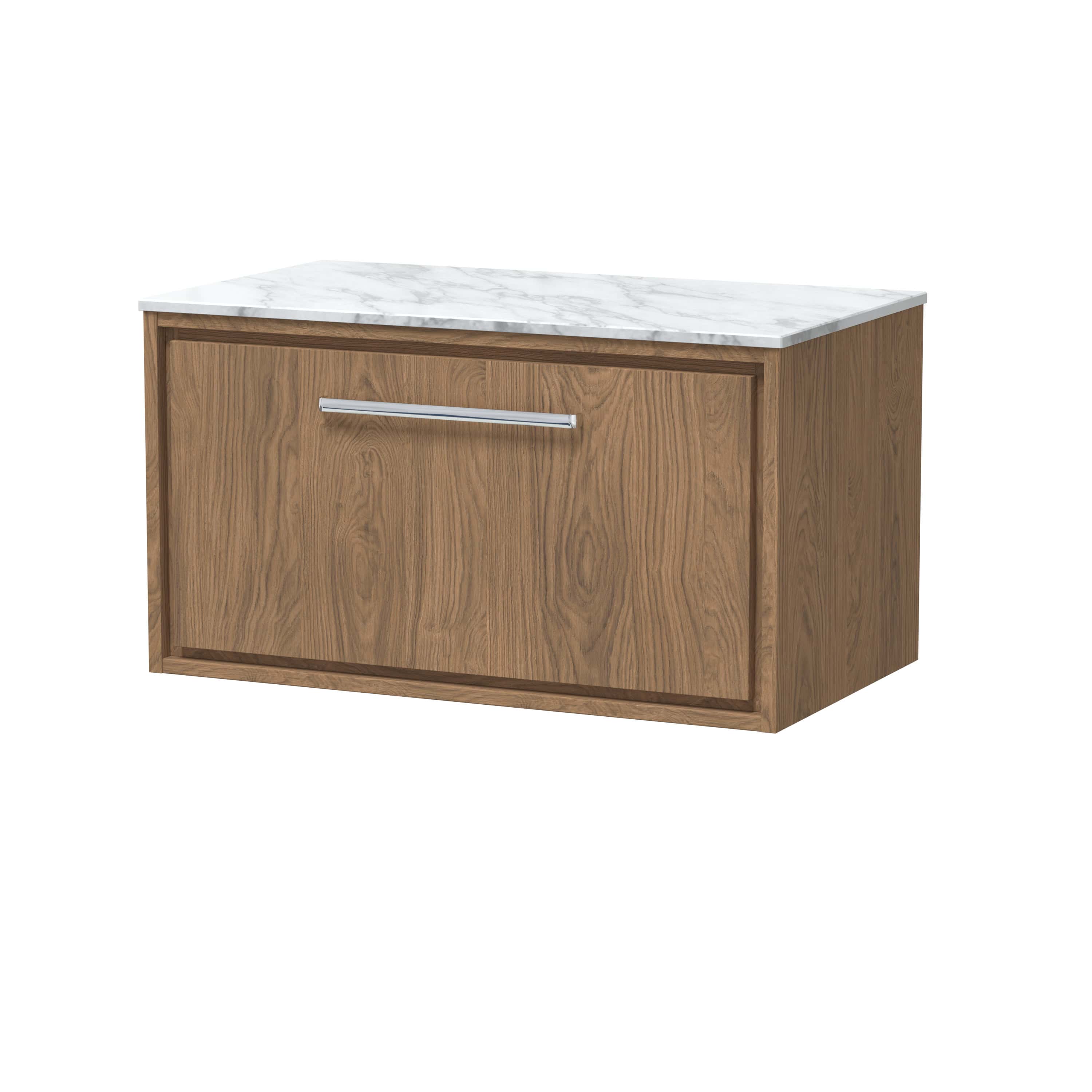 Sustainable wooden bathroom vanity with marble top, modern storage solution, minimalist design, natural wood finish, durable and elegant for contemporary bathrooms.