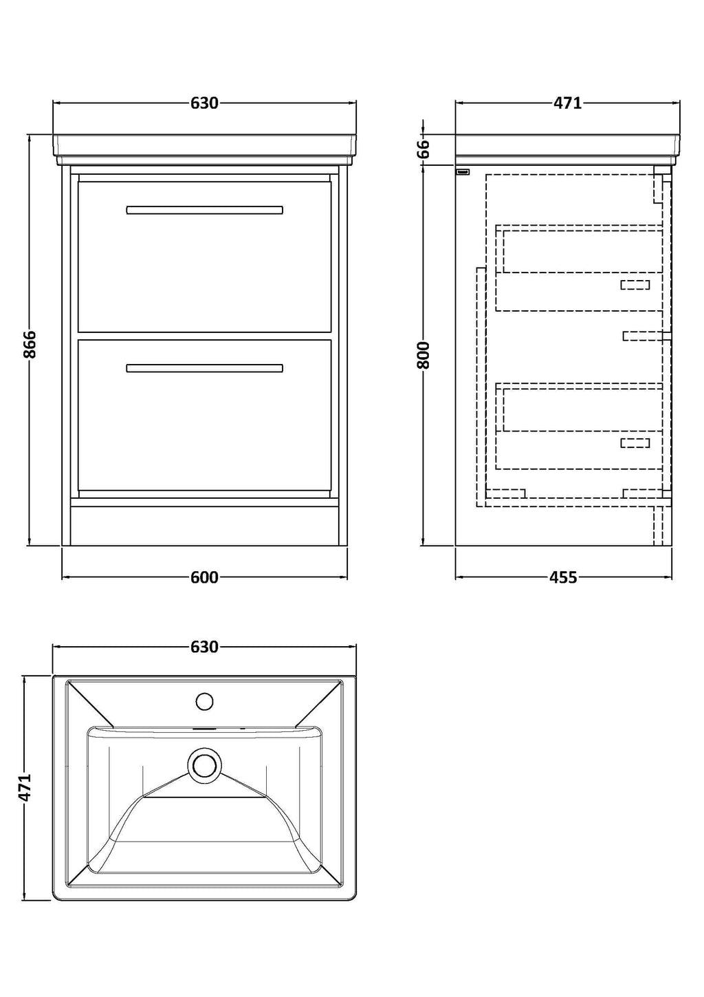 Sleek bathroom vanity unit with two drawers, modern design, MDF finish, suitable for contemporary bathrooms, from Bubly Bathrooms UK.