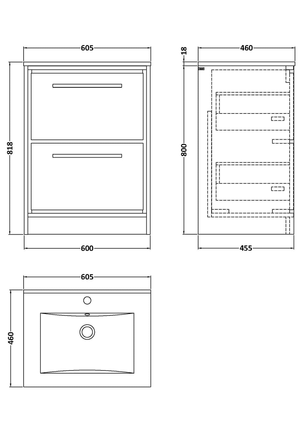 Sleek modern bathroom vanity with two drawers, durable construction, and contemporary design, ideal for stylish bathroom storage solutions. Perfect for bathroom renovations or upgrades.