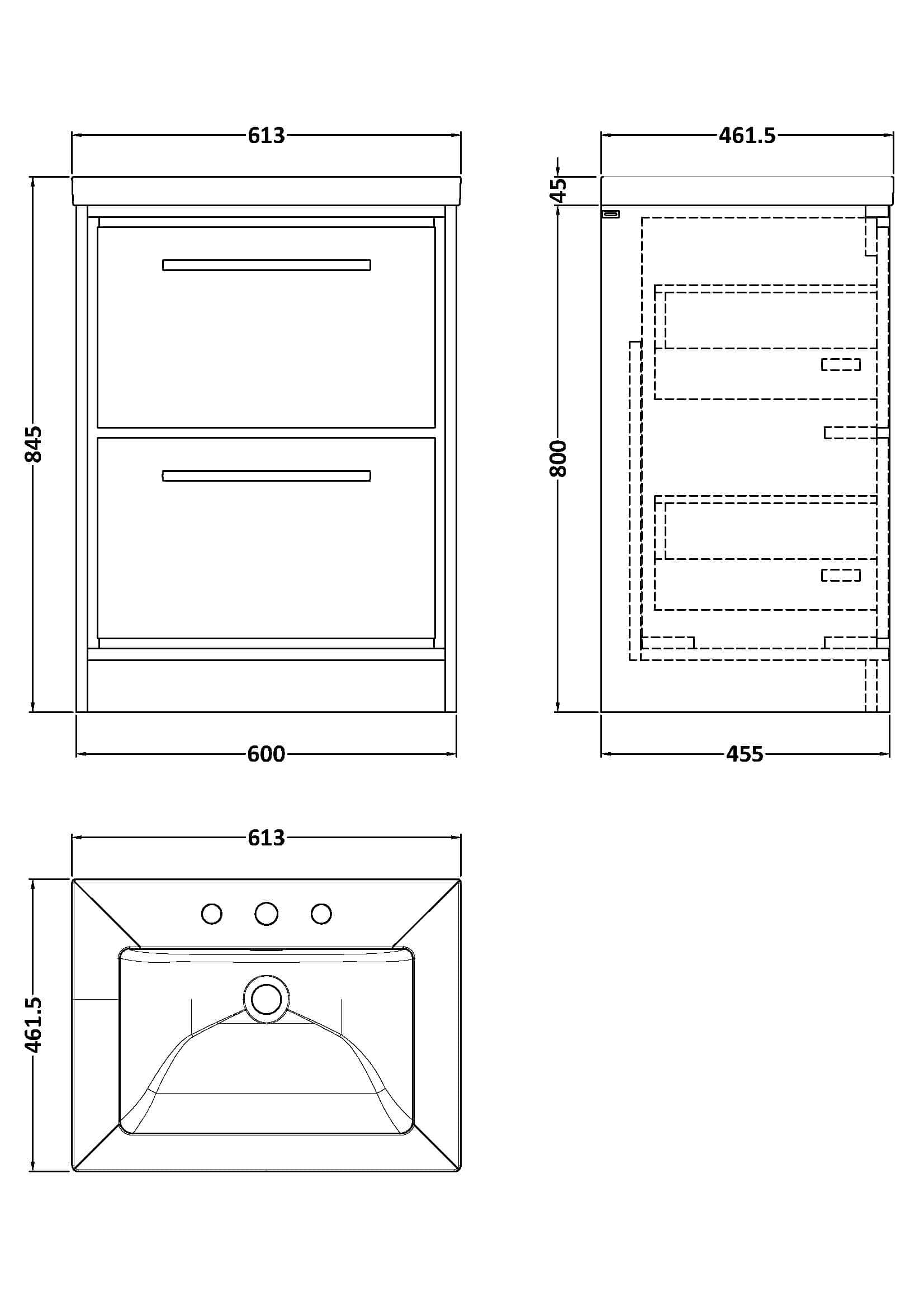 Modern bathroom vanity unit with double drawers, sleek design, and durable materials - perfect for stylish Bubly bathrooms.