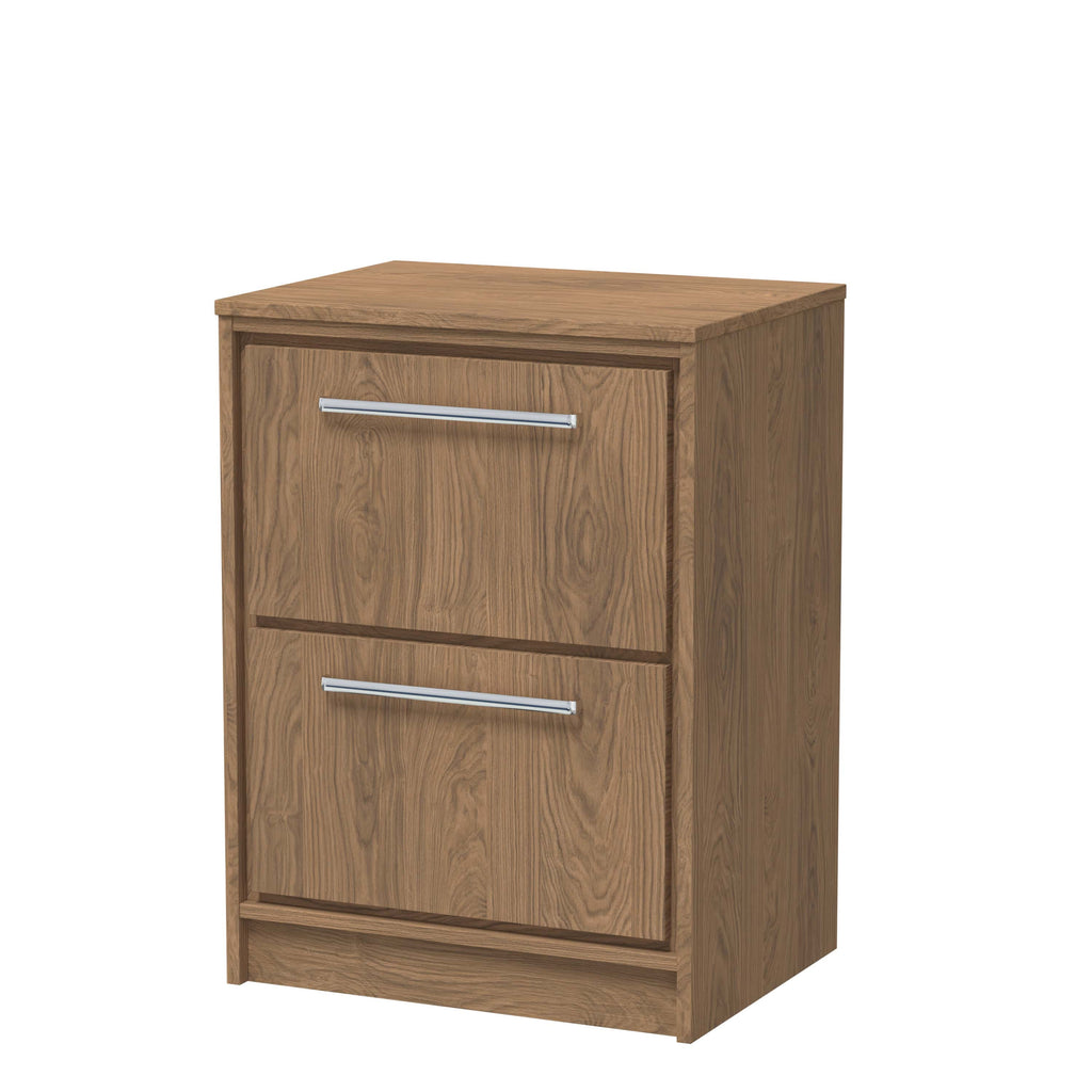 Rustic wooden bathroom cabinet with modern silver handles, perfect for enhancing bathroom storage and organisation, crafted from high-quality natural wood for durability.