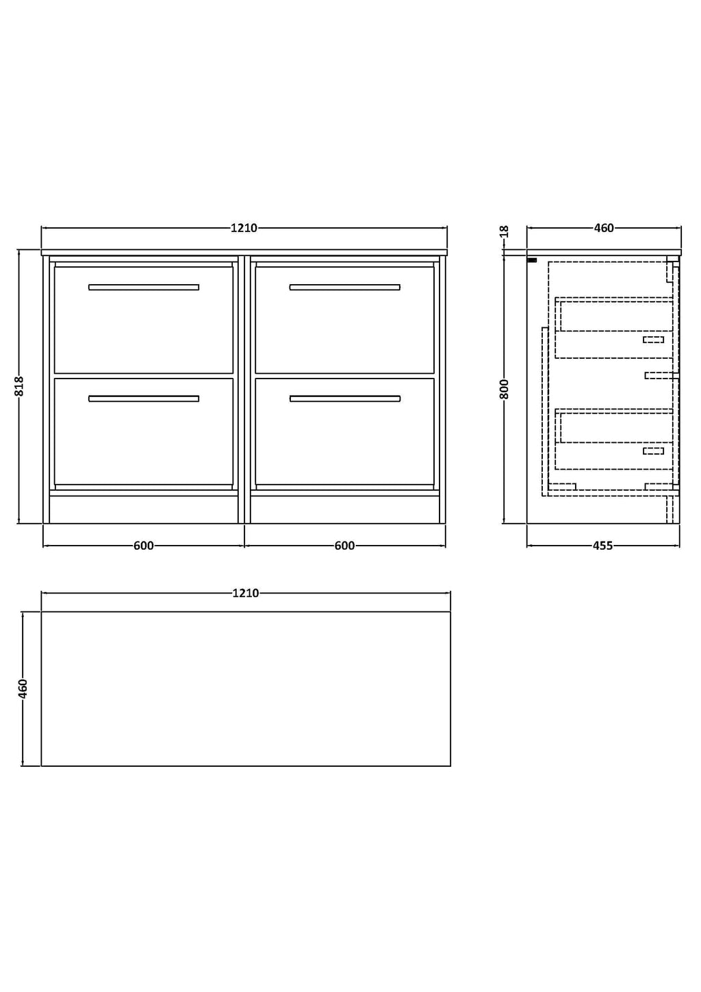 High-quality bathroom vanity unit with four spacious drawers, modern design, and durable finish by Bubly Bathrooms for stylish bedroom or bathroom storage solutions.