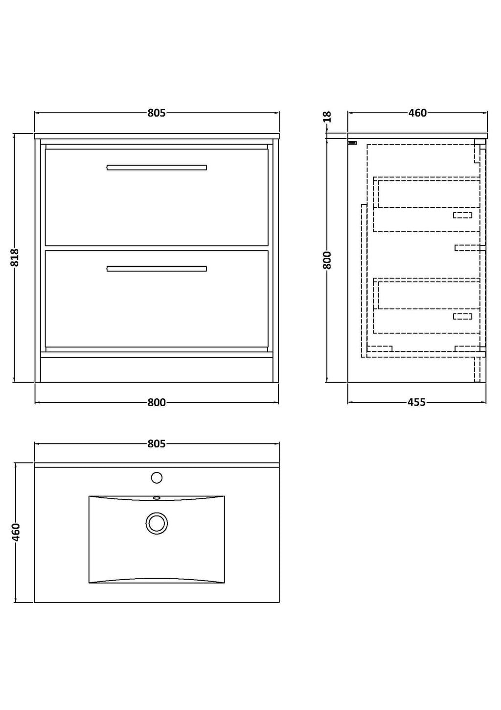 Contemporary bathroom vanity cabinet with two drawers, modern design, ample storage, sharp lines, suitable for bathroom renovation and storage solutions.