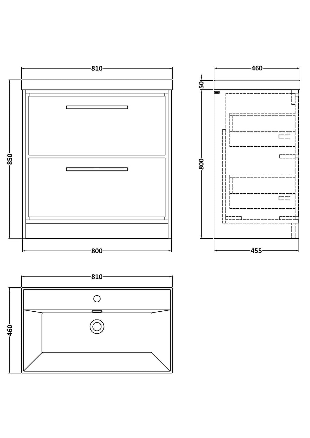 Sleek double-drawer bathroom vanity unit by Bubly Bathrooms featuring modern design and ample storage space for stylish bathroom organisation.