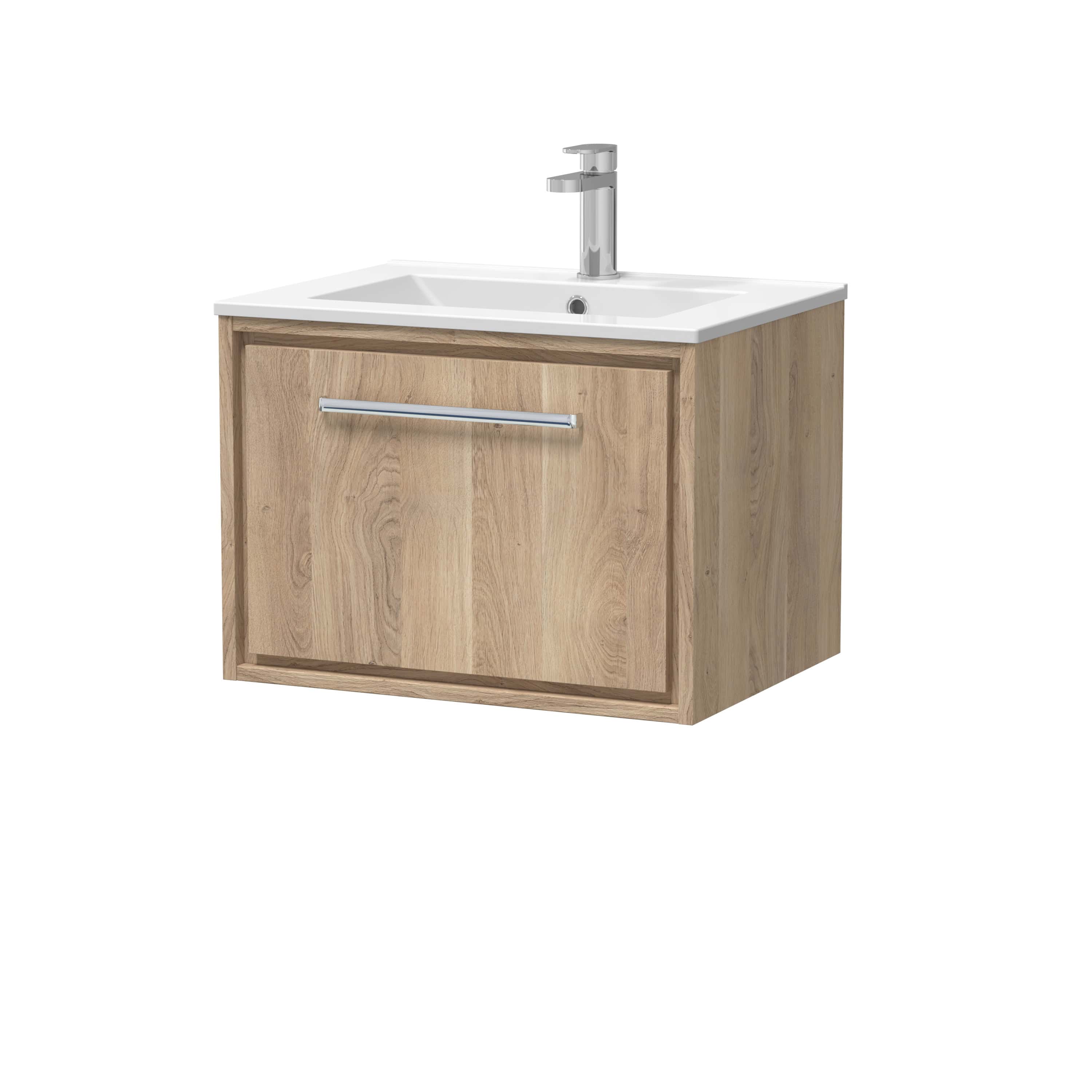 Modern wooden bathroom vanity with integrated sink and chrome faucet for stylish and functional bathroom storage. Perfect for contemporary bathroom designs.