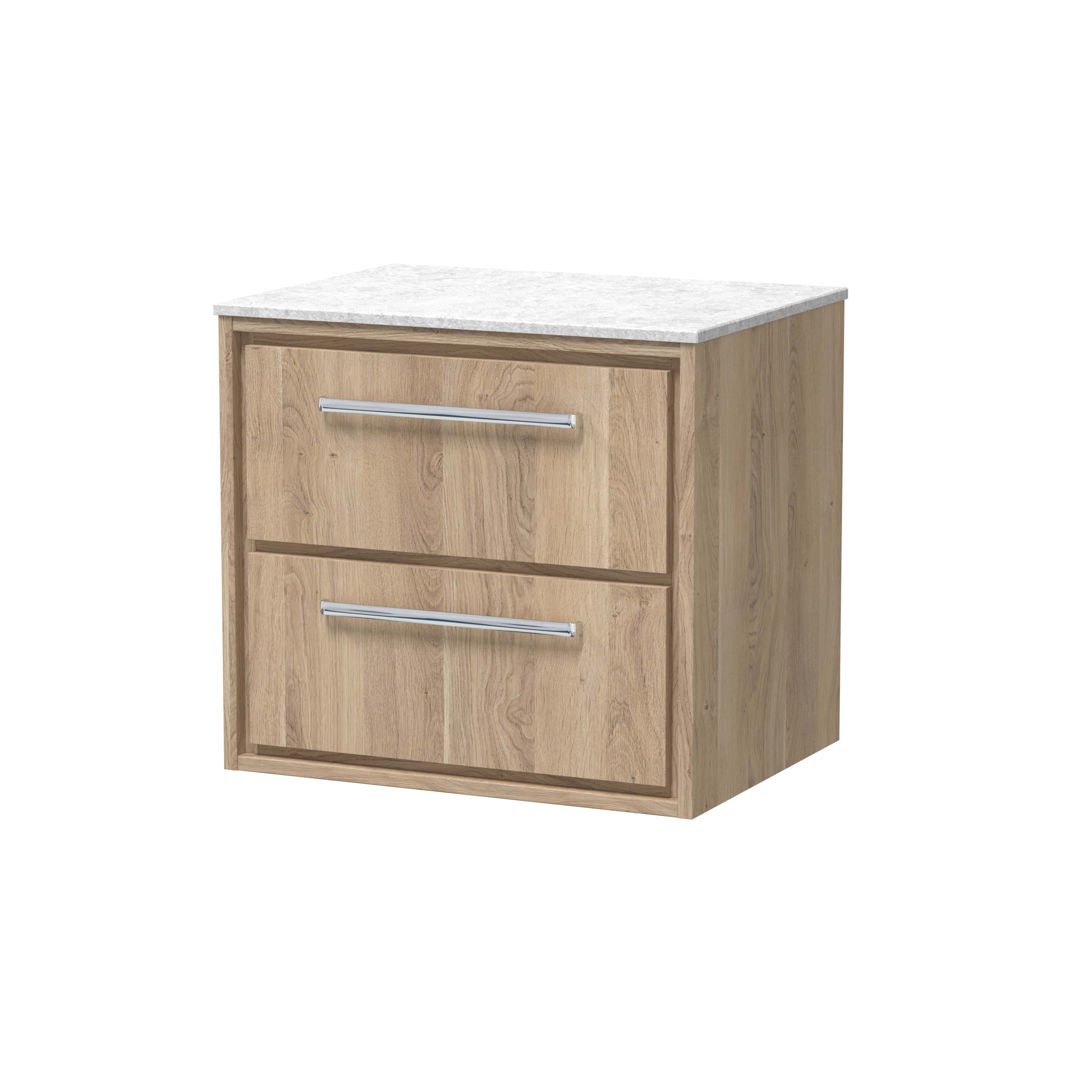 Modern wooden bathroom vanity cabinet with marble countertop and sleek chrome handles, ideal for contemporary bathroom upgrades and storage solutions.
