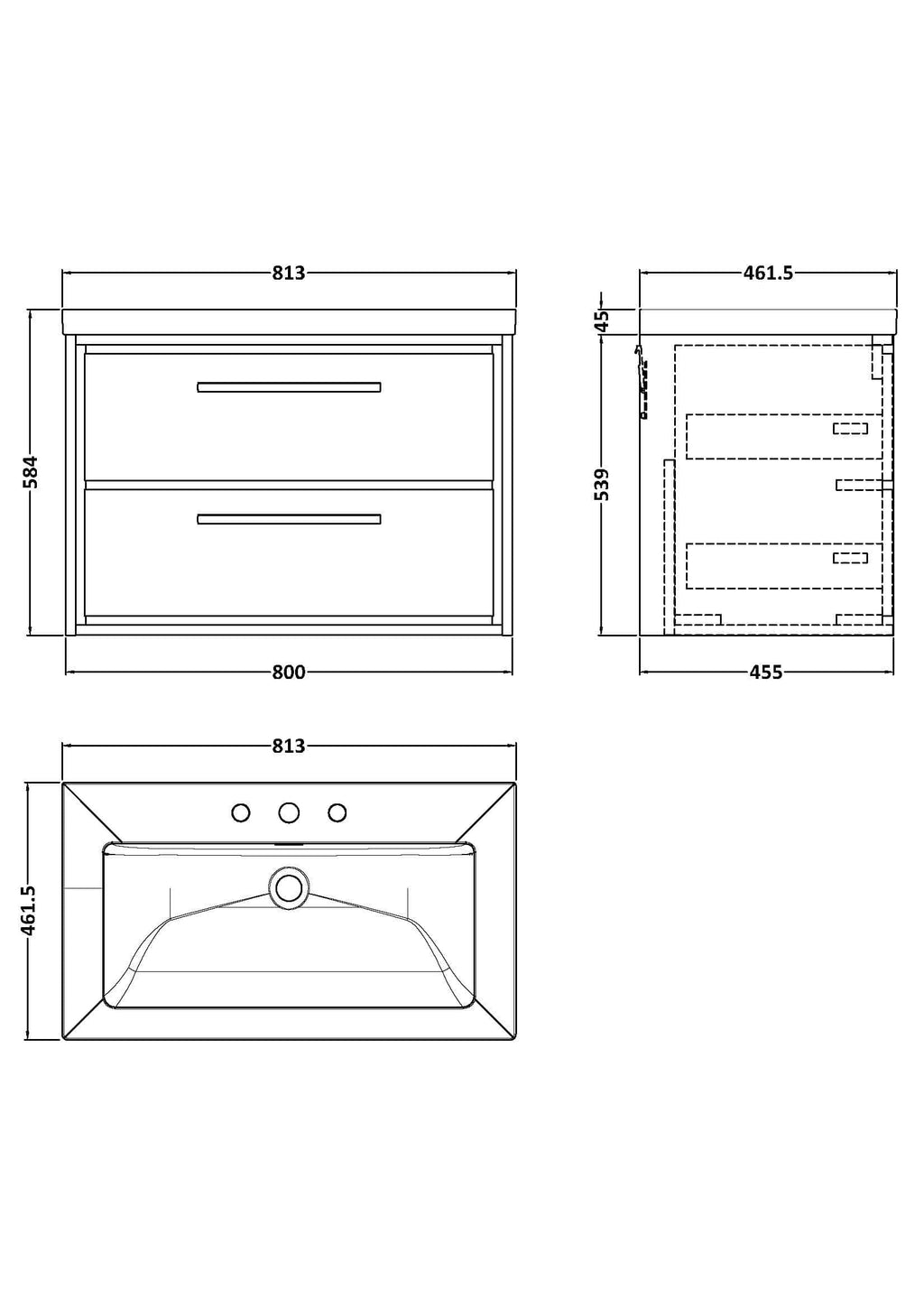 Stylish modern bathroom vanity with double drawers and sleek handle design, perfect for storage and organisation in contemporary bathrooms.