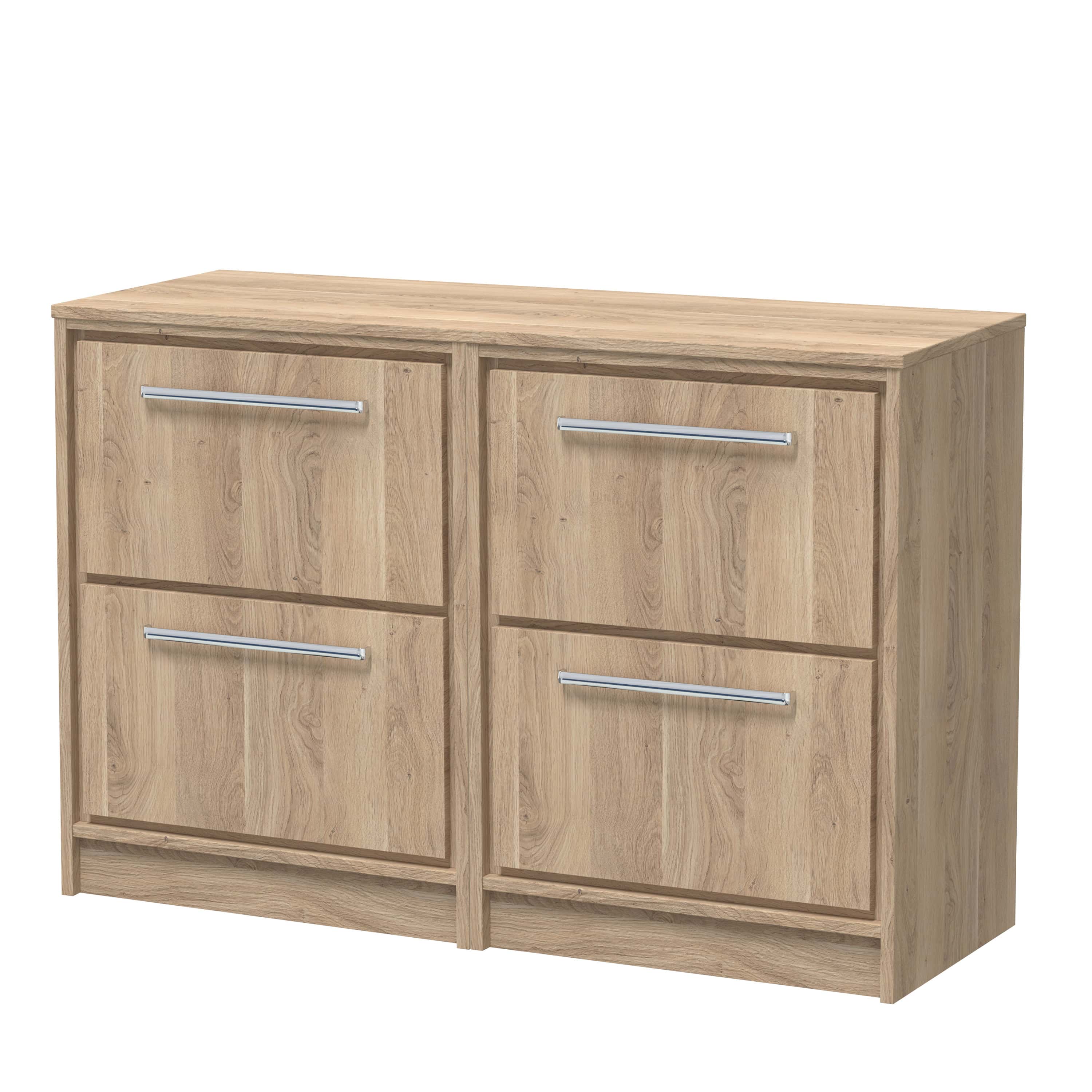 Sleek wooden bathroom cabinet with four drawers featuring modern silver handles, ideal for enhancing storage and style in contemporary bathrooms. Perfect for bathroom organisation and décor.