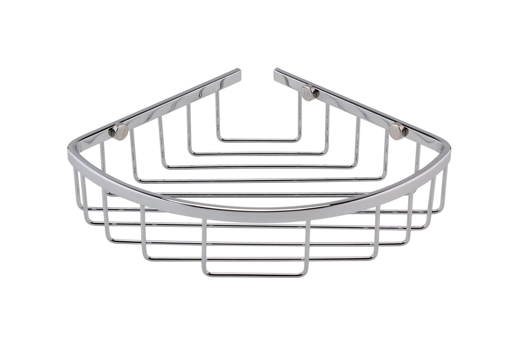 Shower soap holder, chrome bathroom wire basket, corner shower caddy for toiletries, with mounting brackets, modern bathroom accessories for organised shower storage.