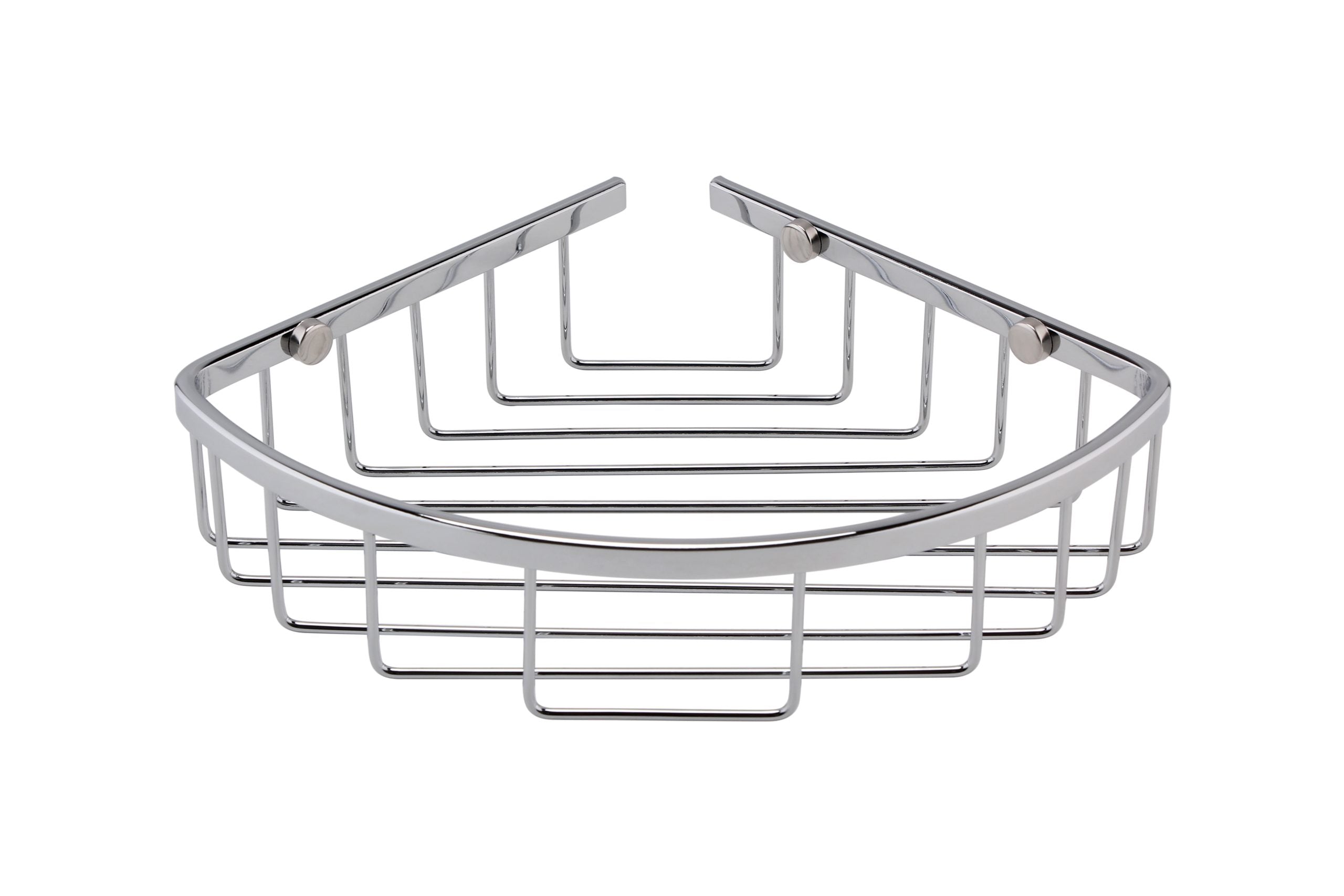 Shower soap holder, chrome bathroom wire basket, corner shower caddy for toiletries, with mounting brackets, modern bathroom accessories for organised shower storage.