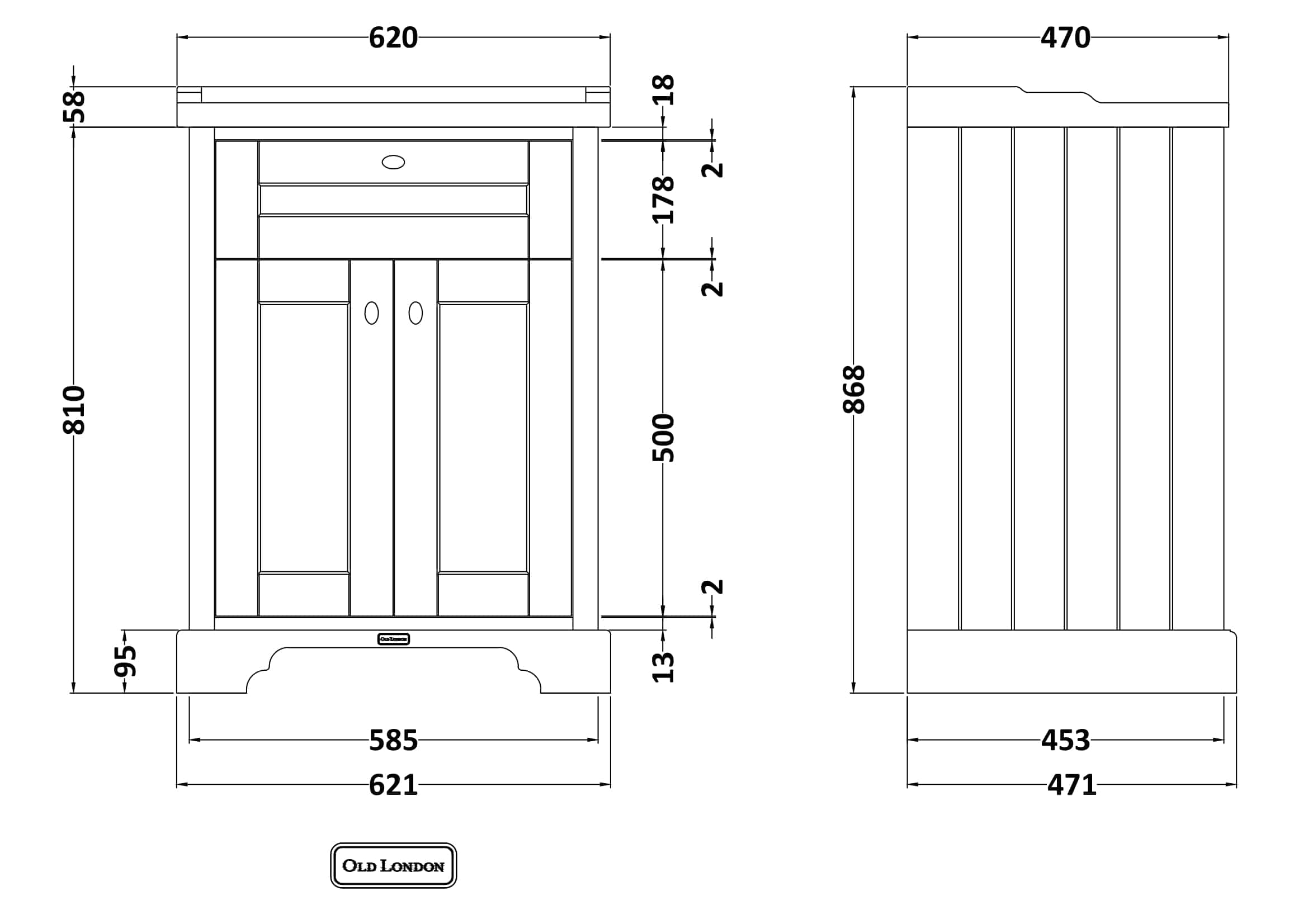 Elegant bathroom vanity with classic design, featuring detailed dimensions and sturdy construction, ideal for modern and traditional bathrooms. Perfect for enhancing bathroom storage and style.