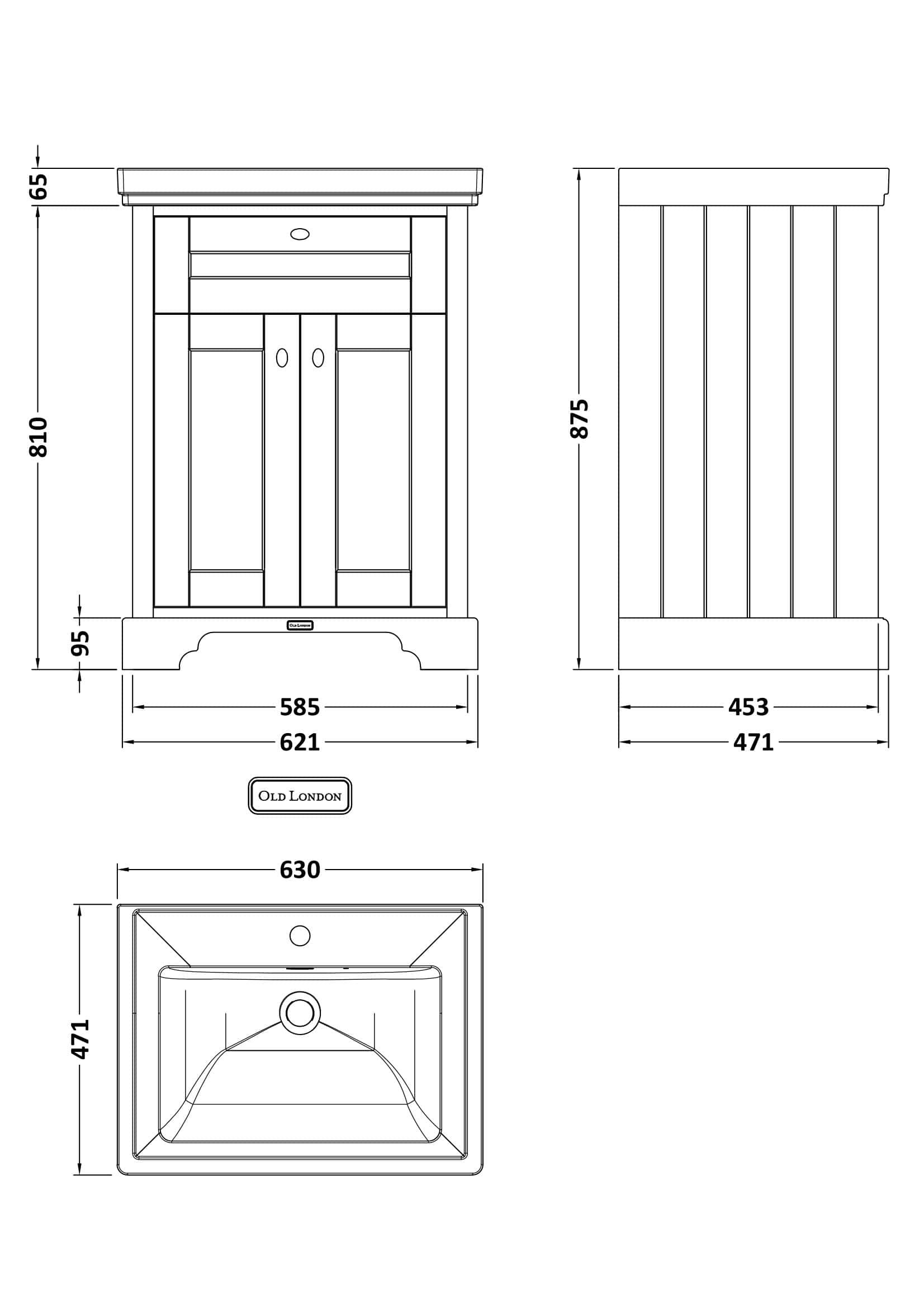 Sustainable wooden bathroom vanity unit with cupboard storage, featuring classic design and durable construction for elegant bathroom organisation.