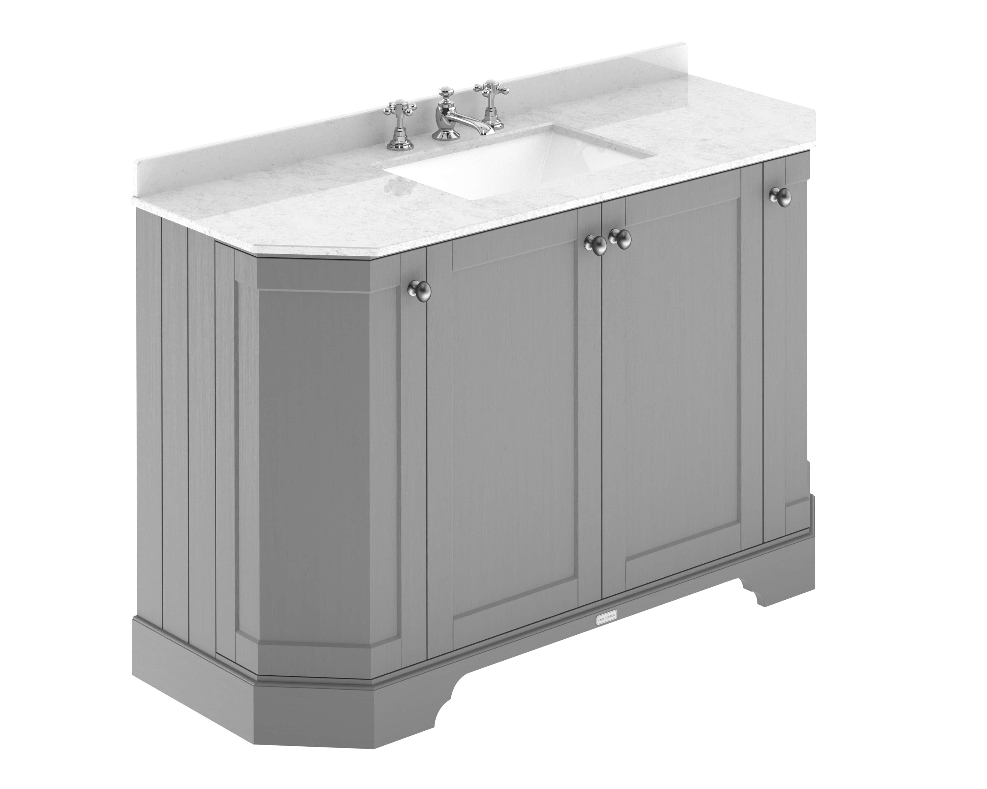 Elegant grey bathroom vanity with marble countertop, classic sink, and chrome fixtures for a stylish and functional bathroom upgrade. Perfect for modern or traditional bathroom designs.