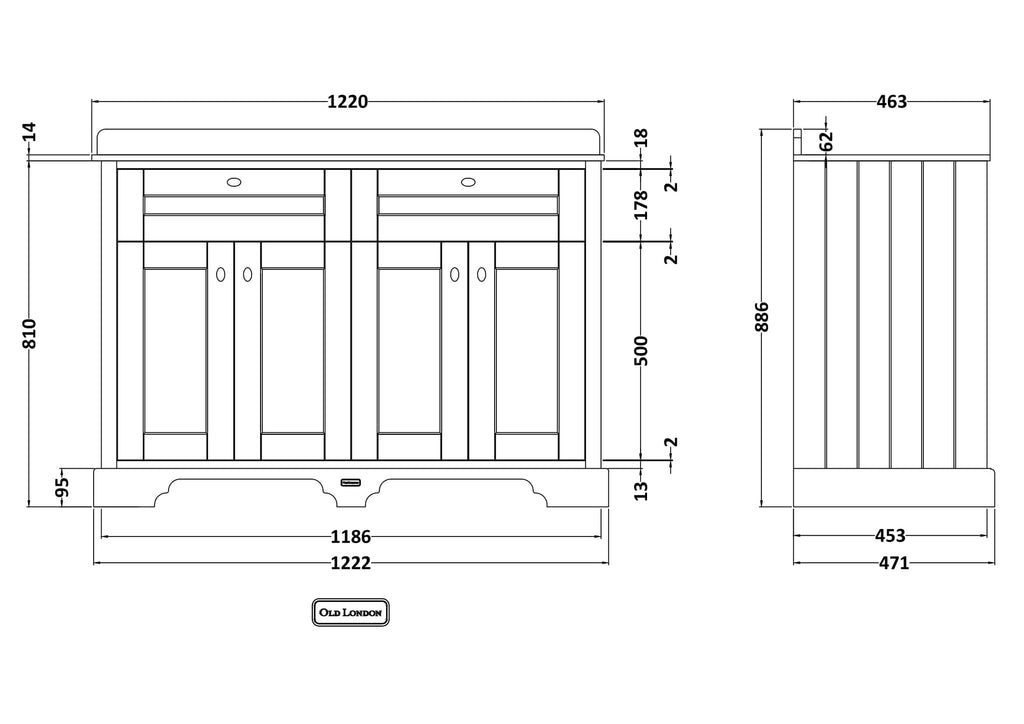 Elegant bathroom vanity cabinet design with detailed measurements for custom bathroom furniture. Perfect for enhancing your bathroom's style and functionality.