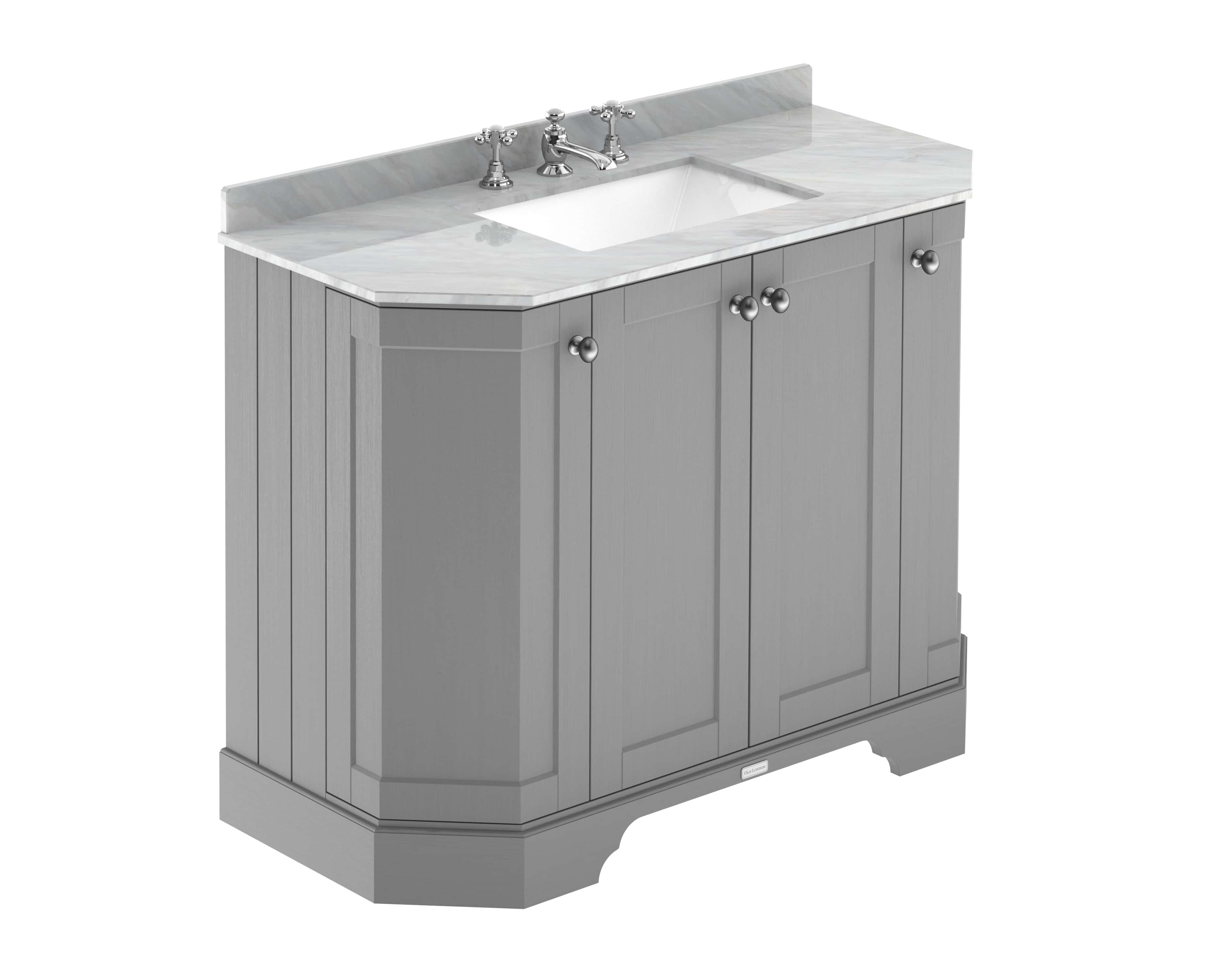 Contemporary bathroom vanity unit with marble countertop, ceramic sink and chrome fittings, ideal for modern bathroom renovation and stylish bathroom storage solutions.
