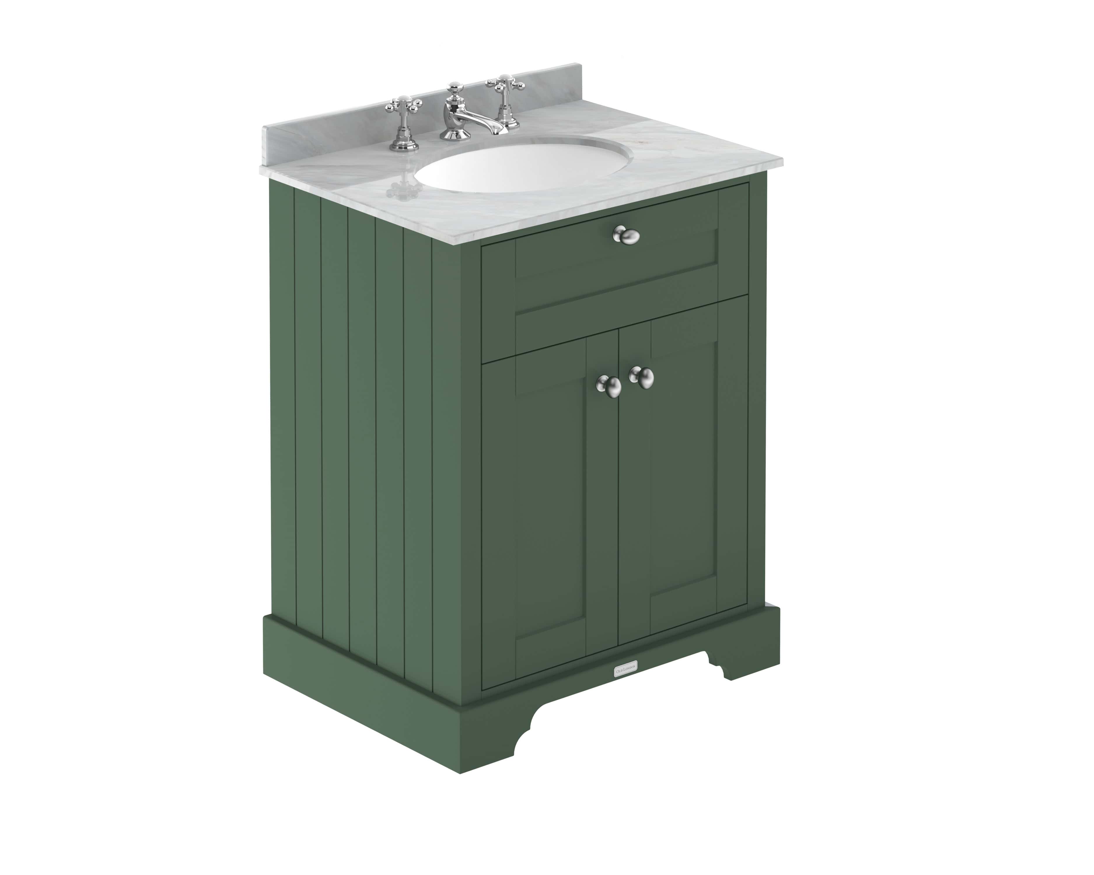 Elegant bathroom vanity unit with marble countertop and modern chrome fixtures, perfect for stylish bathroom upgrades and space-saving storage solutions.