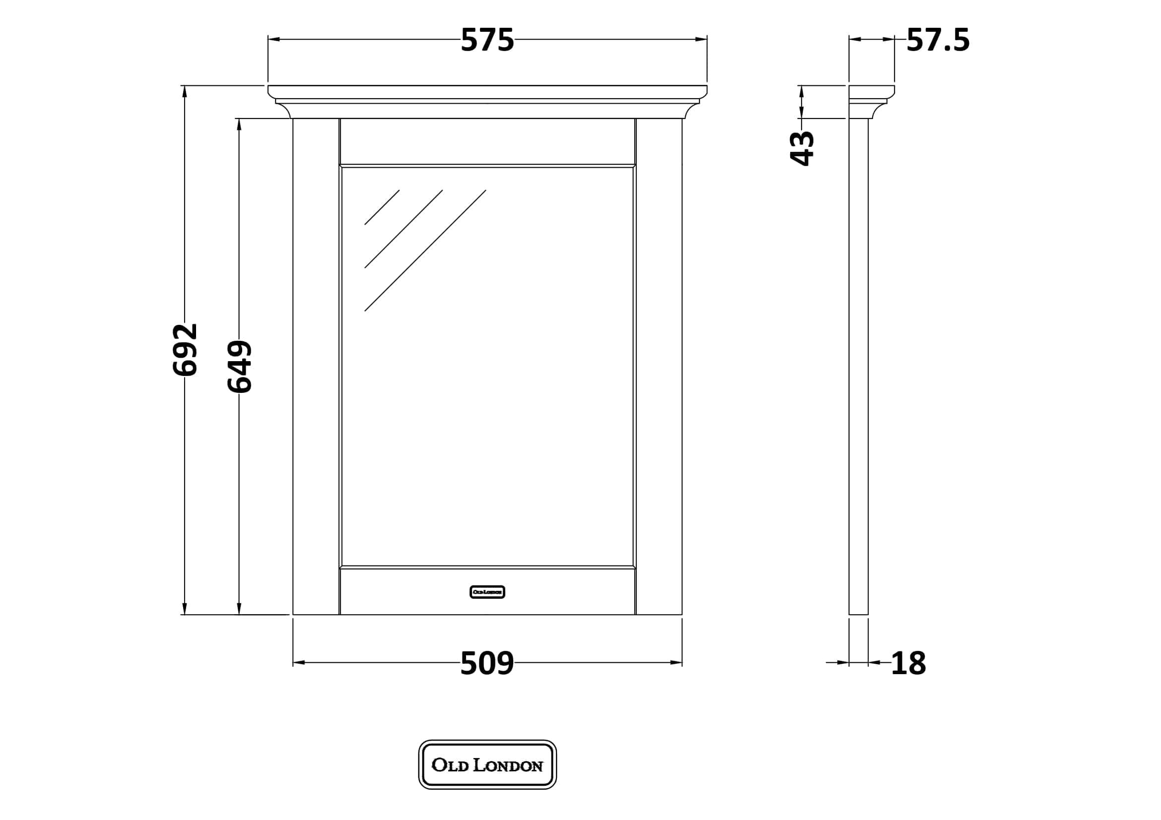Sleek bathroom mirror cabinet with detailed measurements and contemporary design for modern bathroom storage solutions, ideal for enhancing bathroom organisation and style.