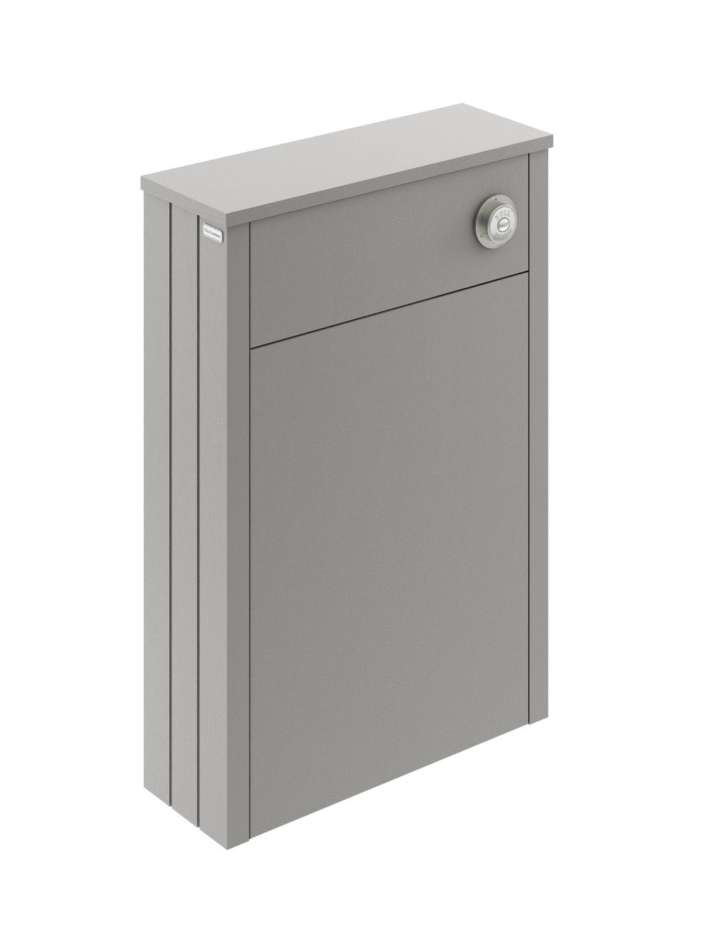 Elegant grey outdoor bathroom cabinet with secure lock, designed for stylish and functional bathroom storage solutions. Perfect for residential or commercial outdoor bathroom maintenance.