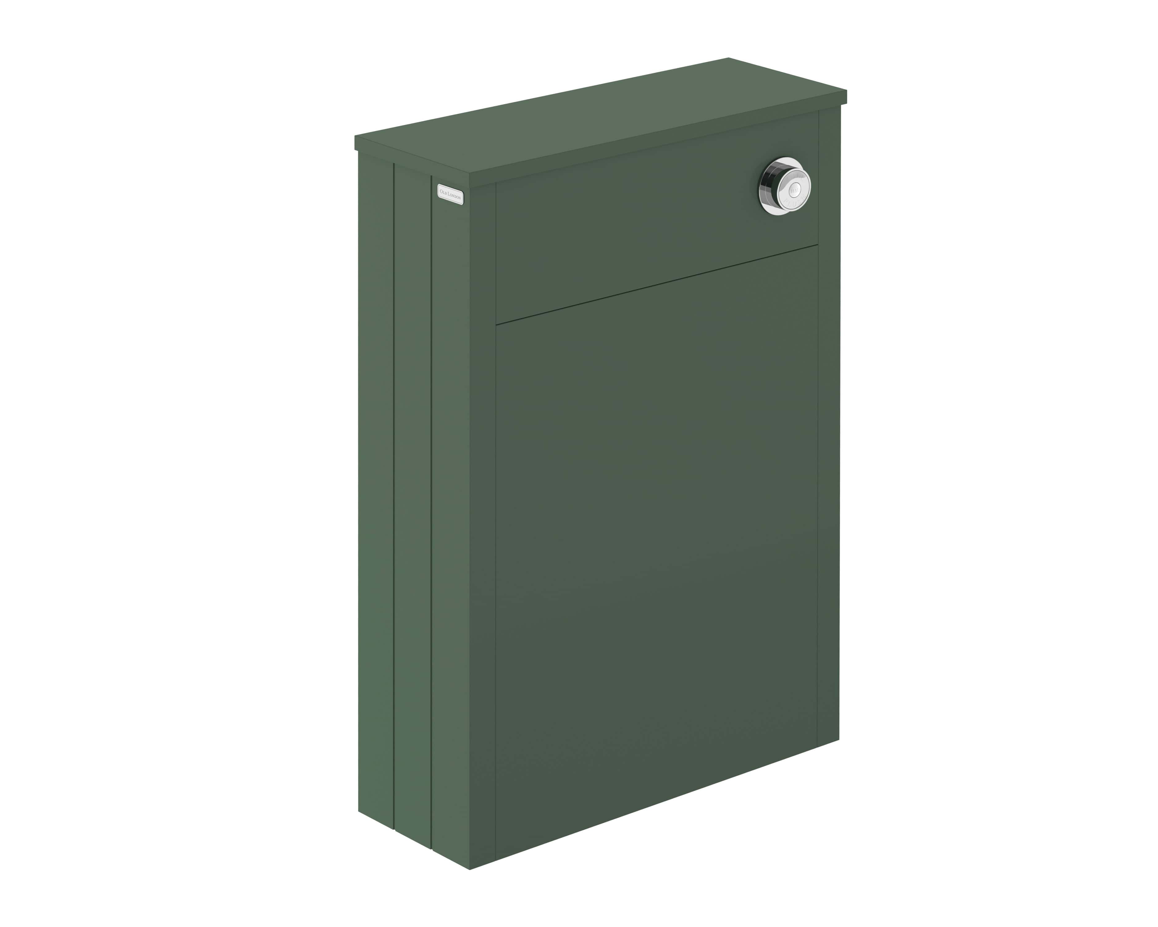 Sleek green outdoor bathroom storage unit with secure lock and modern design, ideal for outdoor or garden bathroom organisation. Perfect for maintaining a tidy and stylish space.