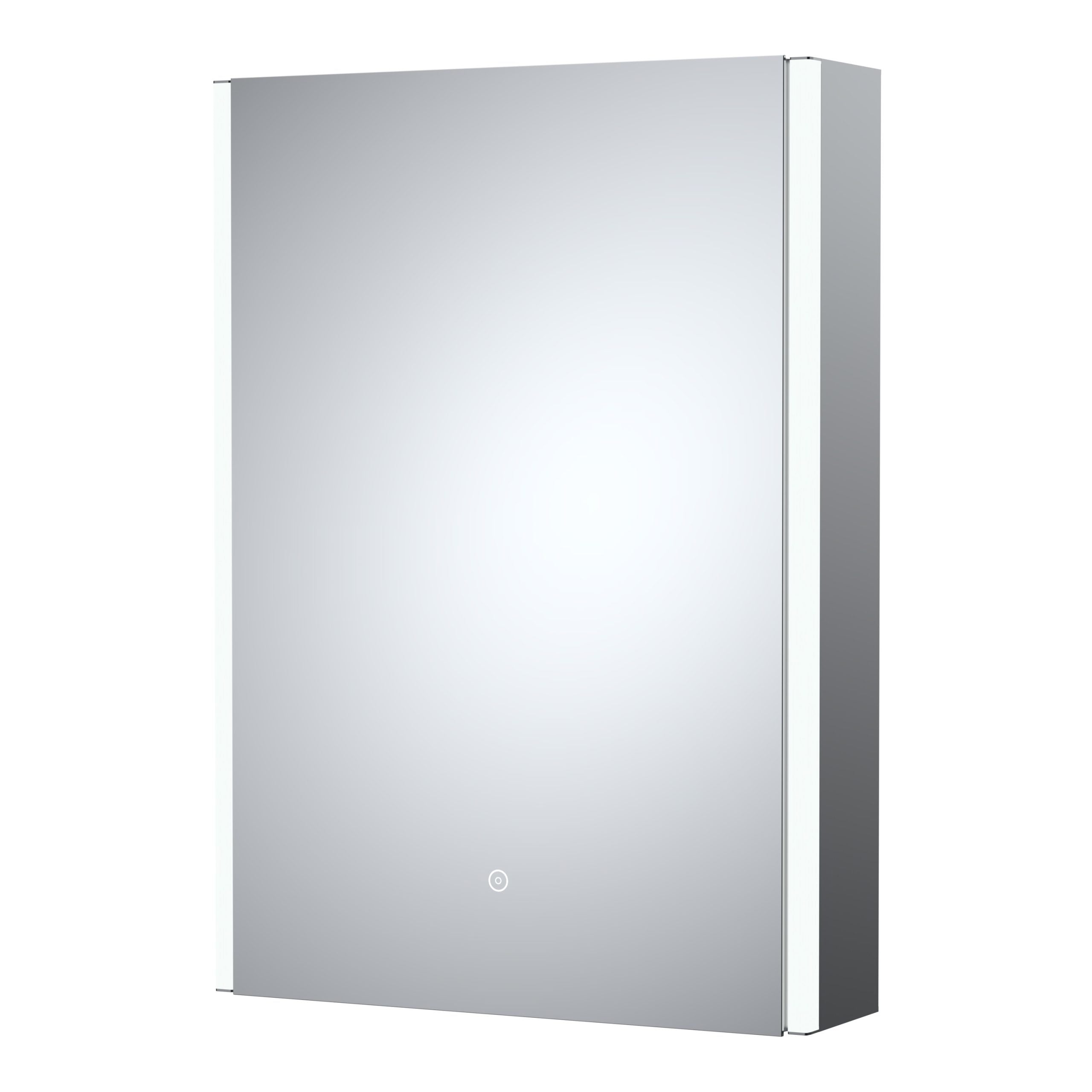 Sleek modern bathroom mirror cabinet with LED lighting, ideal for contemporary bathroom storage and design. Perfect for stylish, functional bathroom decoration.
