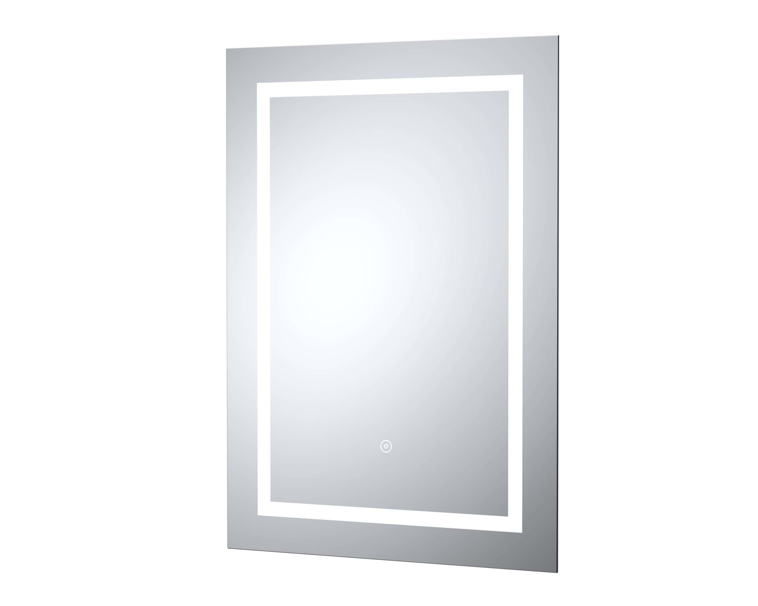 LED bathroom mirror with integrated lighting and touch sensor, ideal for modern bathrooms, offering bright illumination and sleek design. Perfect for grooming and daily routines.