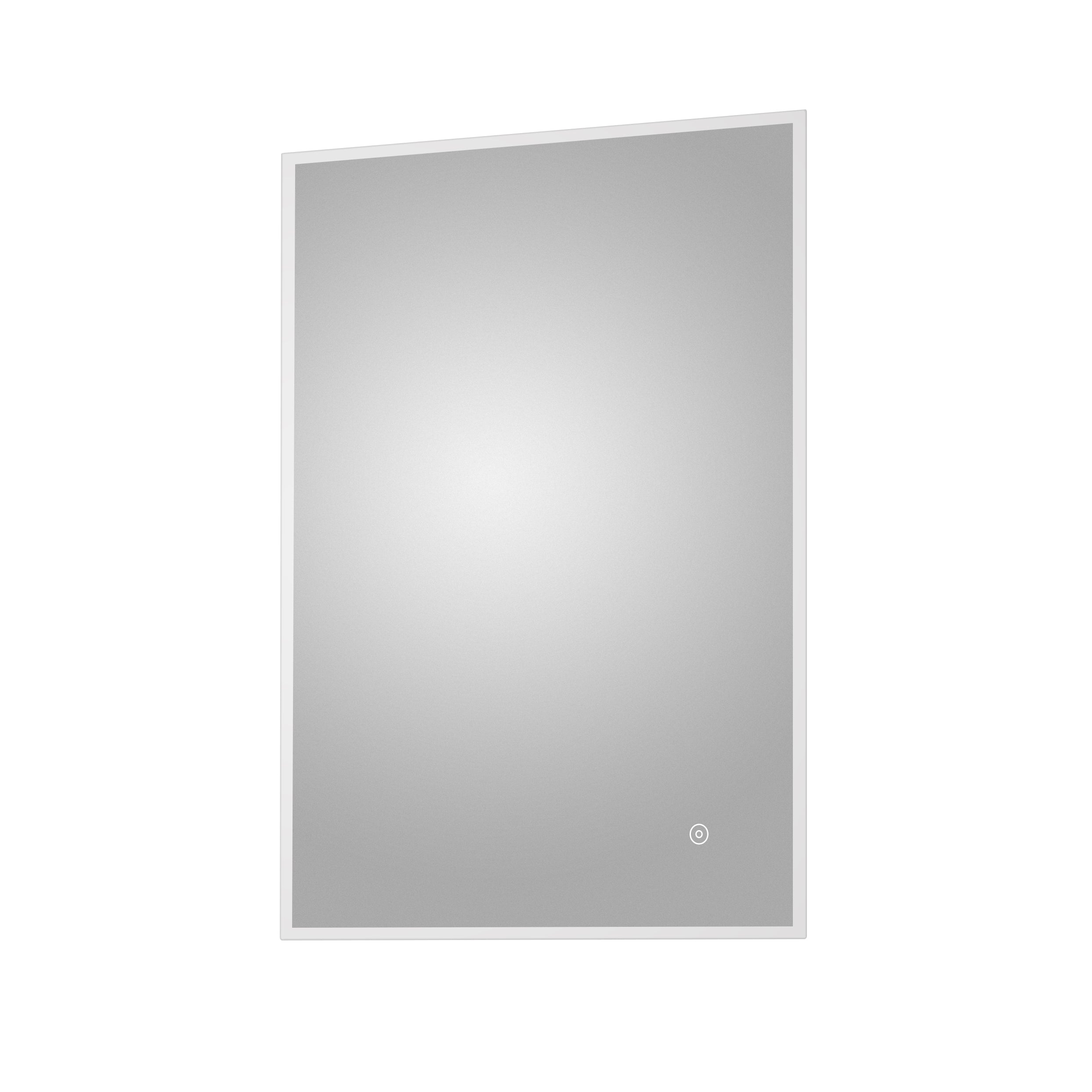 Mirror with sleek white frame, modern bathroom design, and reflective surface ideal for contemporary bathroom decor. Perfect for adding elegance and functionality to your bathroom space.