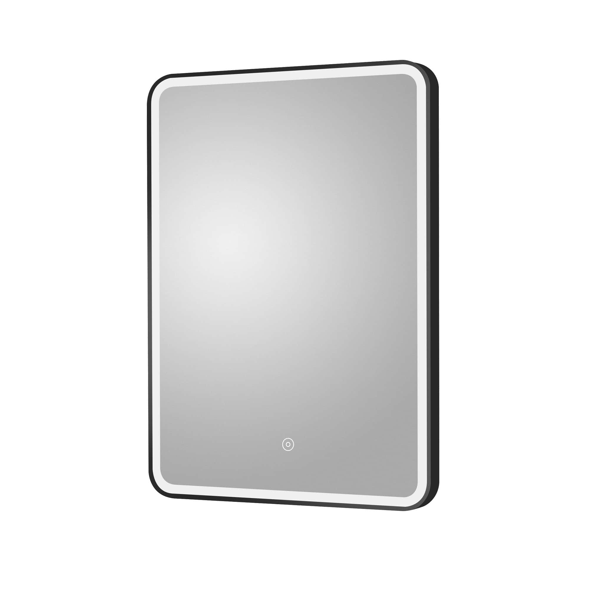 Slim modern LED bathroom mirror with touch sensor and anti-fog feature for contemporary bathroom decor. Ideal for enhancing light and style in any bathroom space.