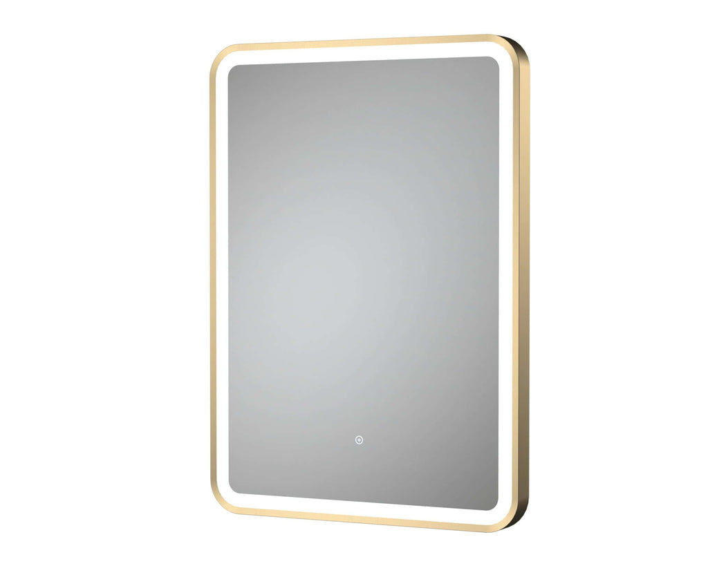 Sleek modern rectangular bathroom mirror with LED lighting, designed for contemporary bathroom decor, enhancing space and style. Perfect for modern bubly bathrooms.