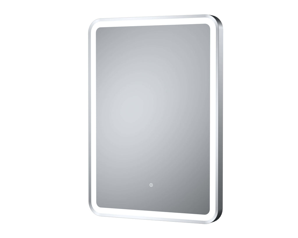 Sleek modern bathroom mirror with LED lighting for contemporary bathroom decor. Perfect for enhancing style and functionality in Bubly Bathrooms' stylish bathroom installations.