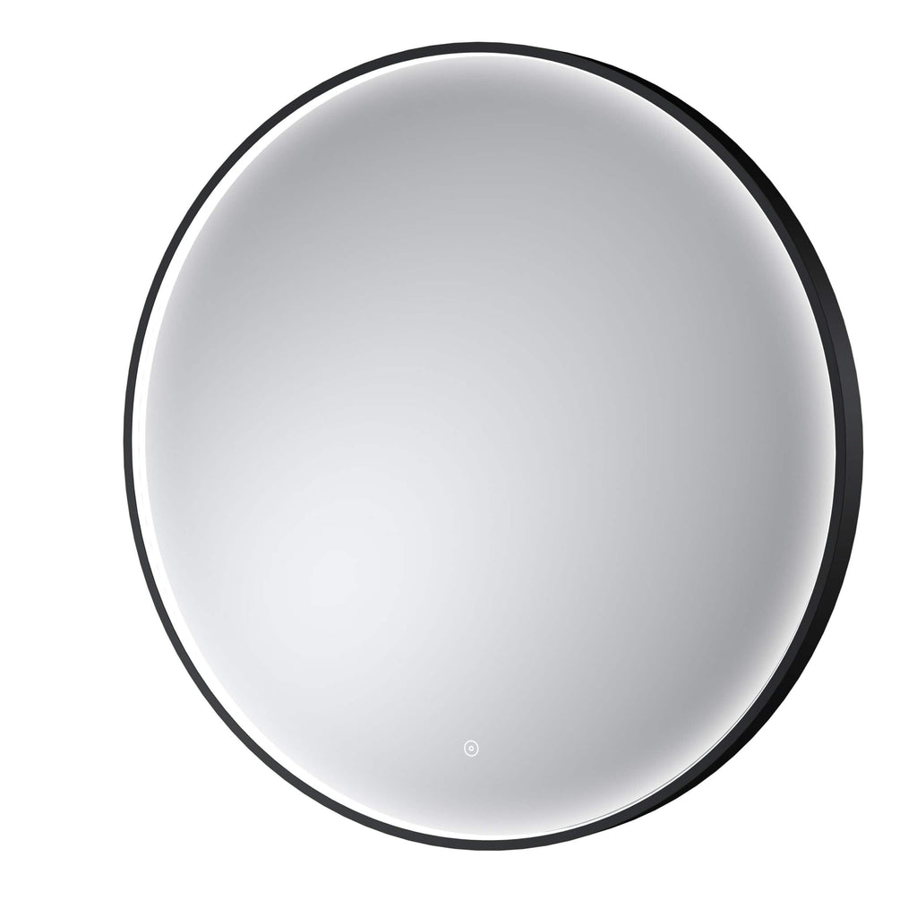 Sleek modern circular mirror with LED backlighting, ideal for contemporary bathrooms, enhancing space and style. Perfect for adding illumination and a sense of spaciousness to your bathroom decor.