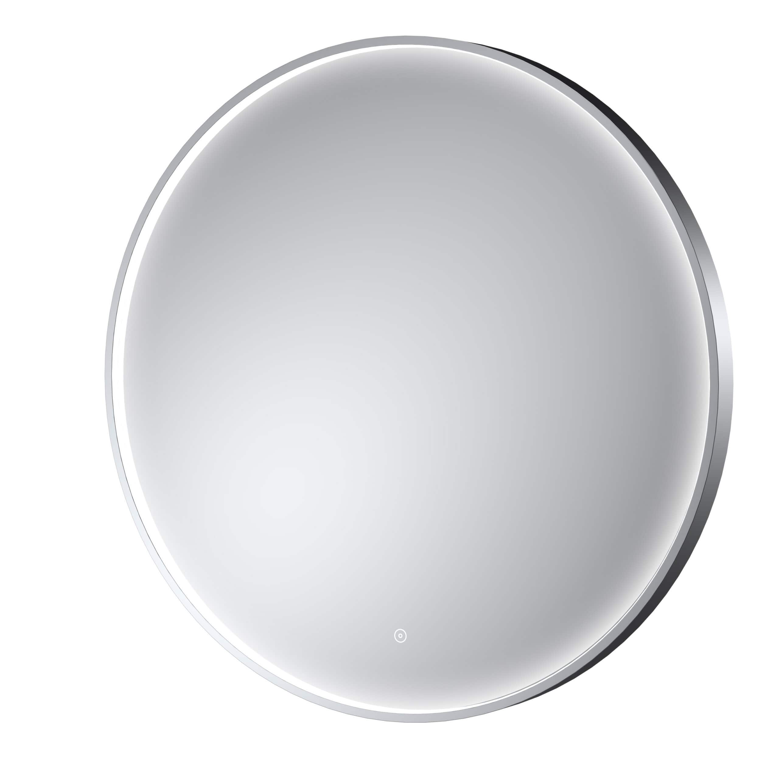 Sleek round LED mirror with touch sensor, ideal for modern bathrooms, enhances space with stylish LED lighting, perfect for daily grooming and adding a contemporary touch to Bubly Bathrooms.