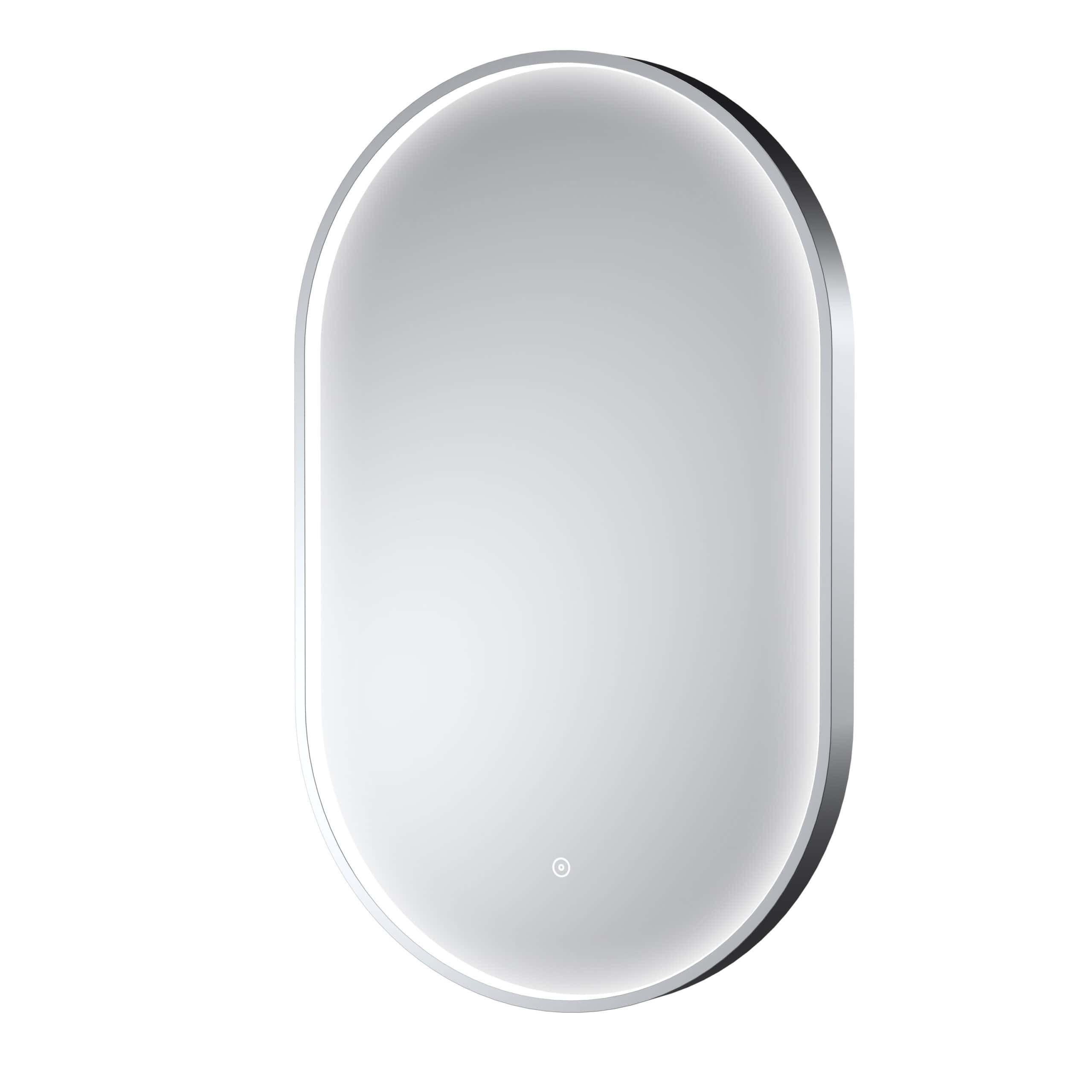Shaped LED bathroom mirror with touch control, ideal for modern bathroom decor. Reflects natural light, enhances space, and offers a sleek, stylish look for elegant bathroom designs.